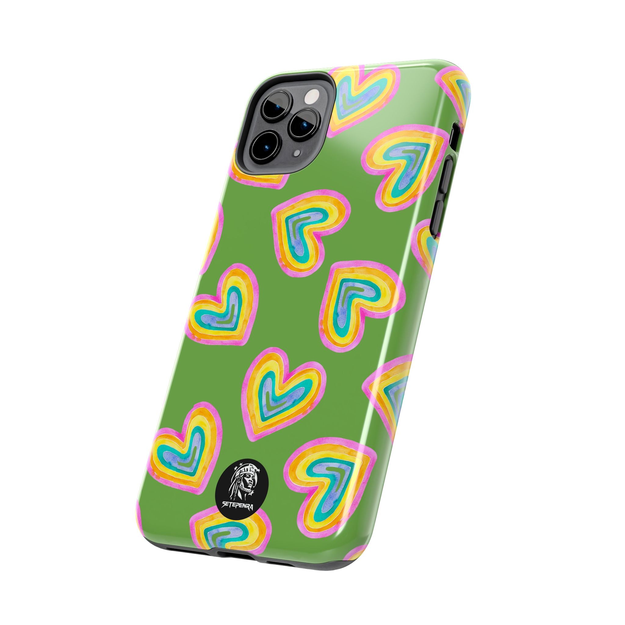 Rainbow Heart Tough Phone Case (For iPhone, Galaxy & More) - Green