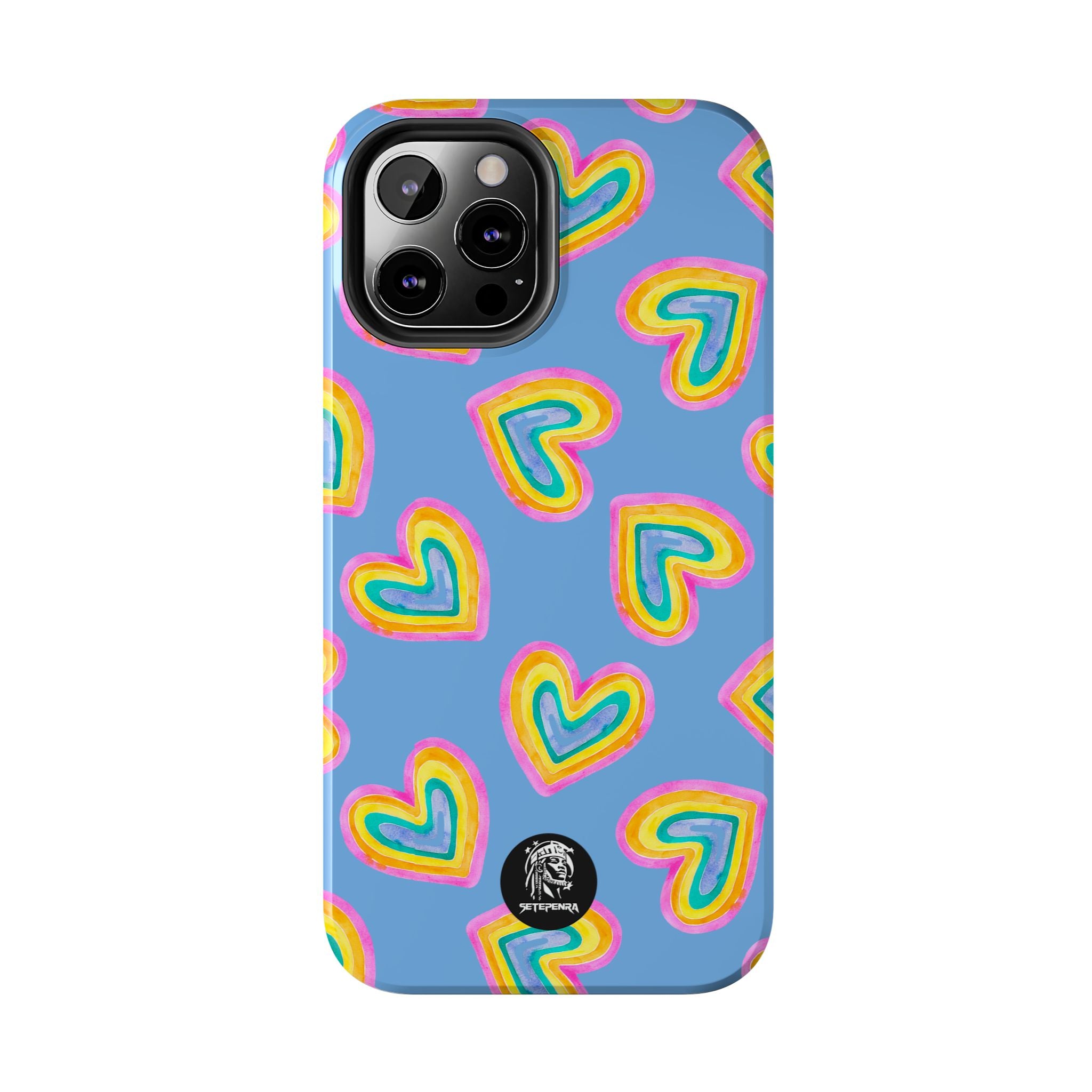 Rainbow Heart Tough Phone Case (For iPhone, Galaxy & More) - Light Blue