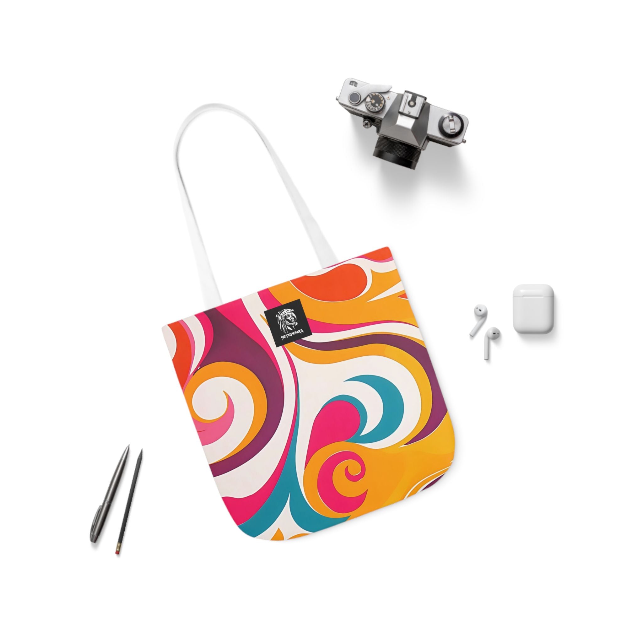 Golden Kandi Swirl  Canvas Tote Bag, 5-Color Straps