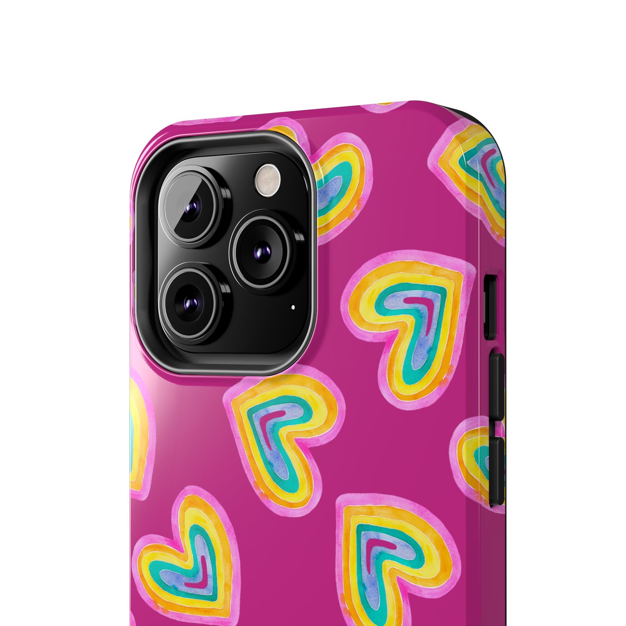 Rainbow Heart Tough Phone Case (For iPhone, Galaxy & More) - Pink