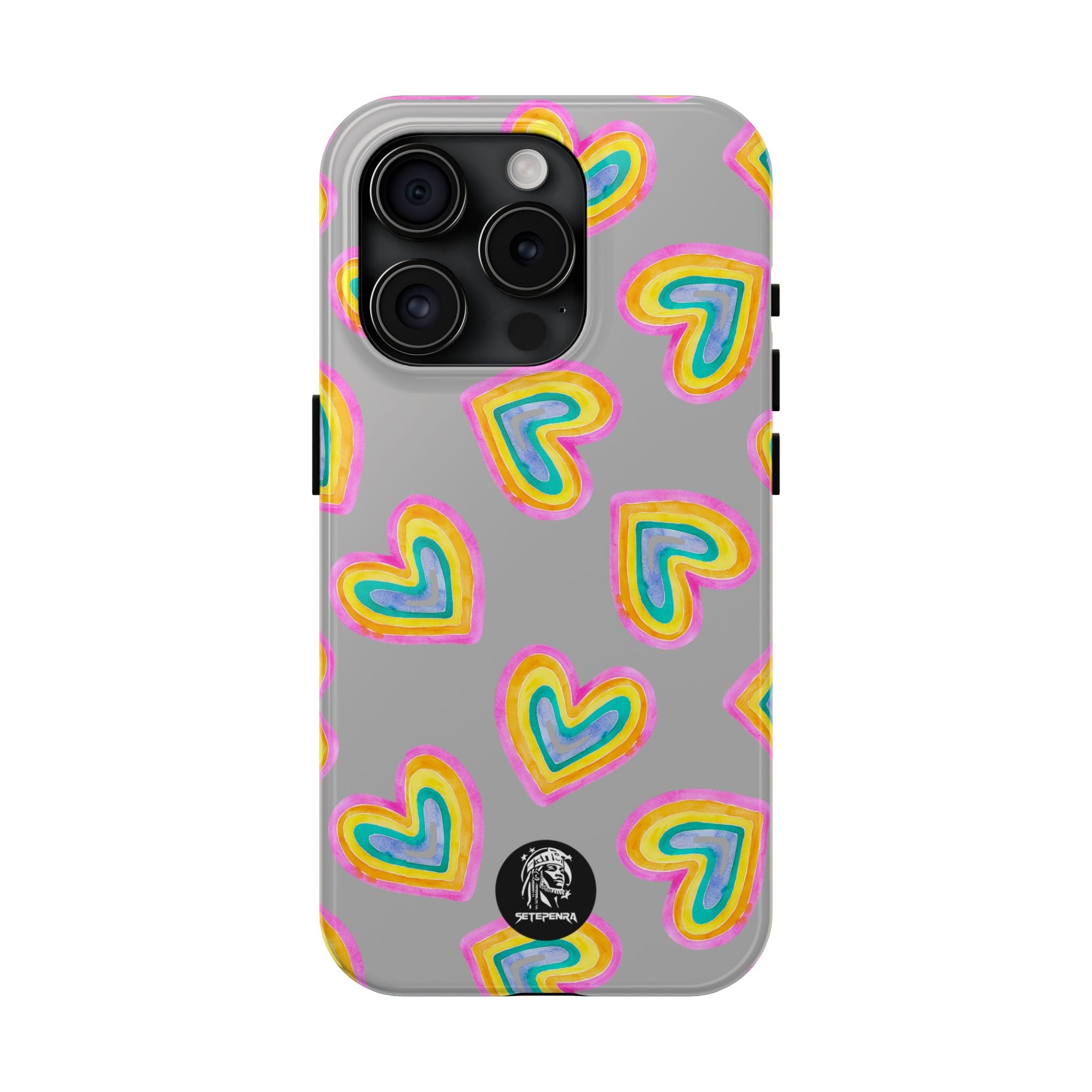 Rainbow Heart Tough Phone Case (For iPhone, Galaxy & More) - Light Grey SETEPENRA Phone Case.