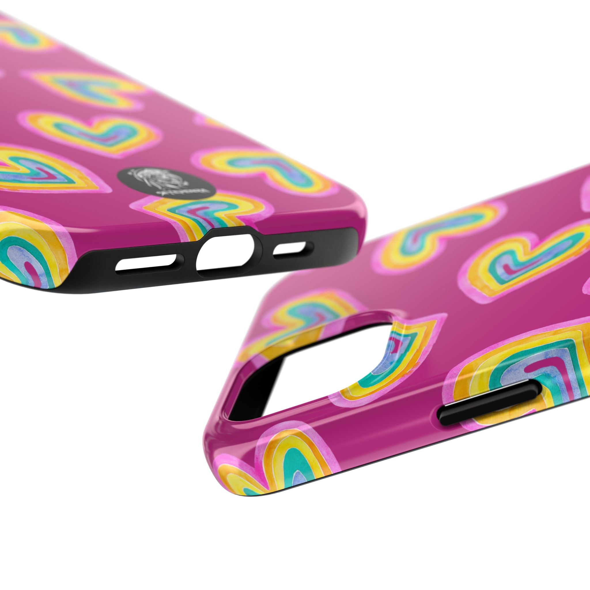 Rainbow Heart Tough Phone Case (For iPhone, Galaxy & More) - Pink