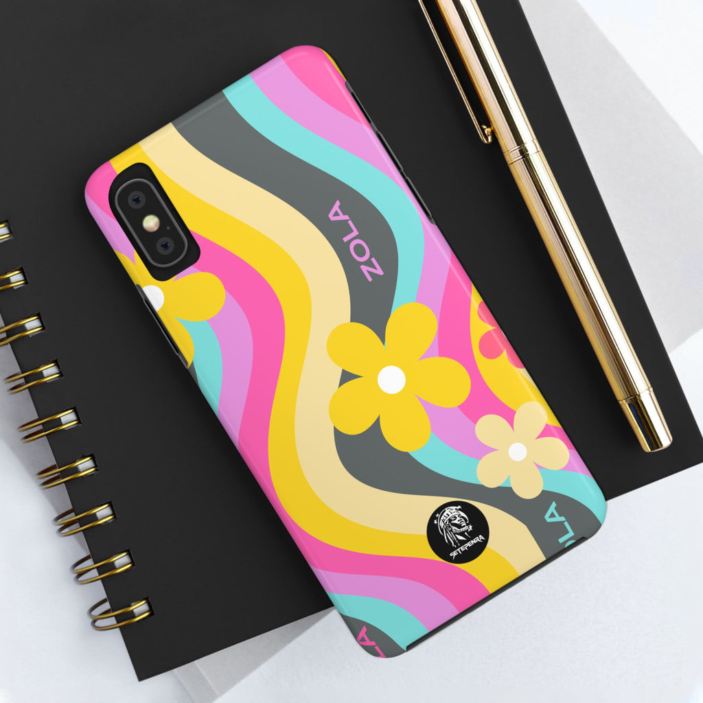 Zola Tough Phone Case (For iPhone, Galaxy & More) - Dark Grey Wave