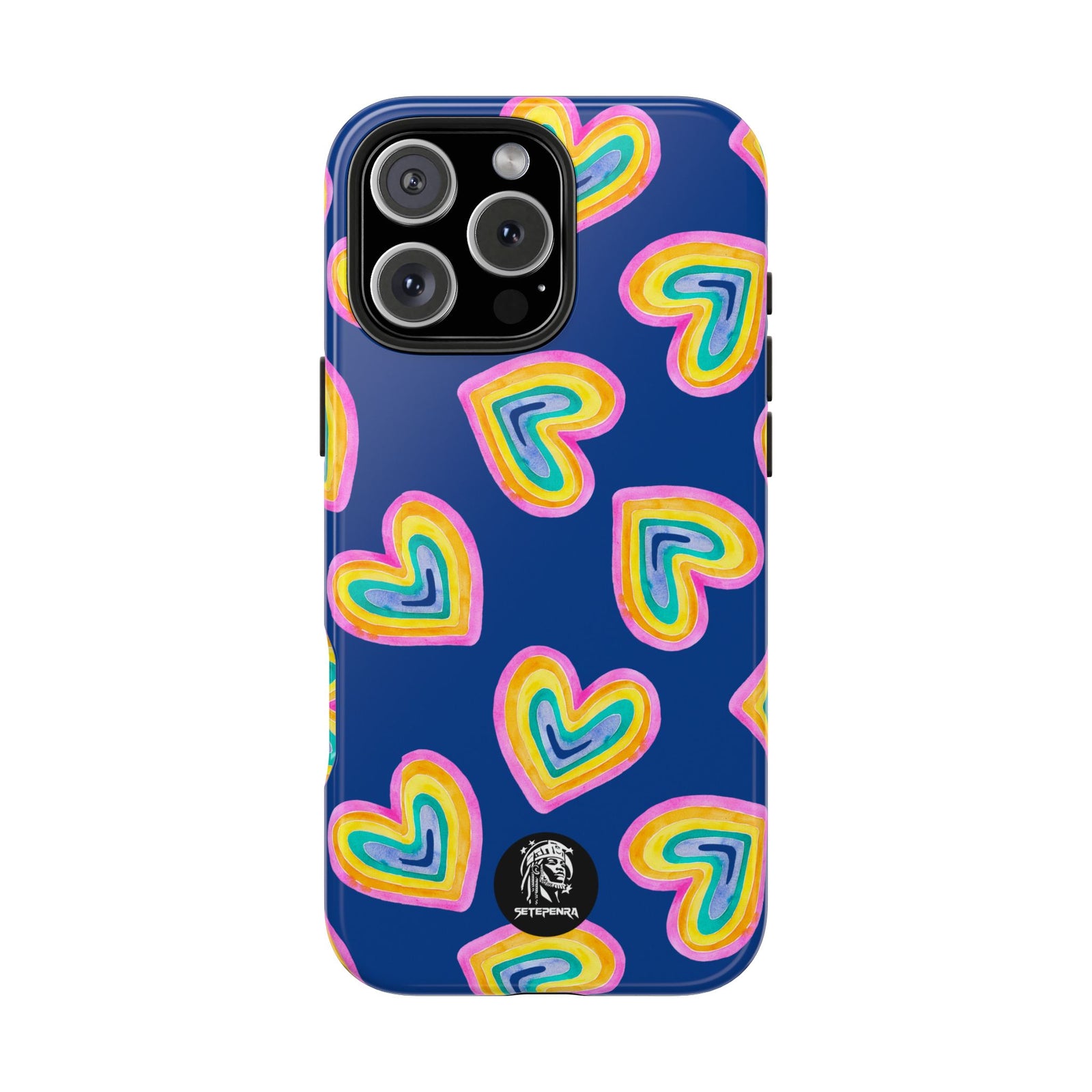 Rainbow Heart Tough Phone Case (For iPhone, Galaxy & More) - Dark Blue SETEPENRA Phone Case.