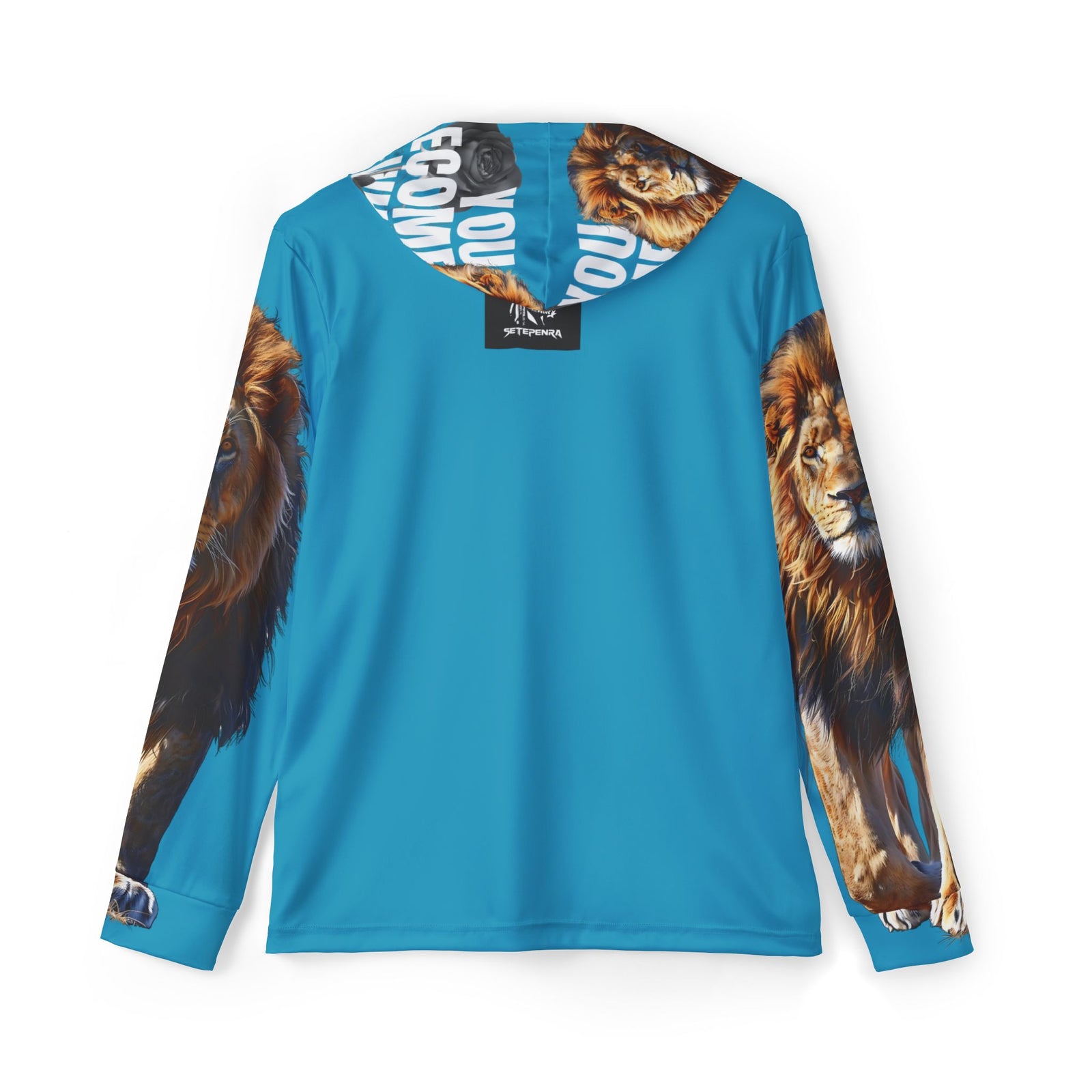 You Become What You Believe Men's Sports Warmup Hoodie (Turquoise) SETEPENRA All Over Prints.