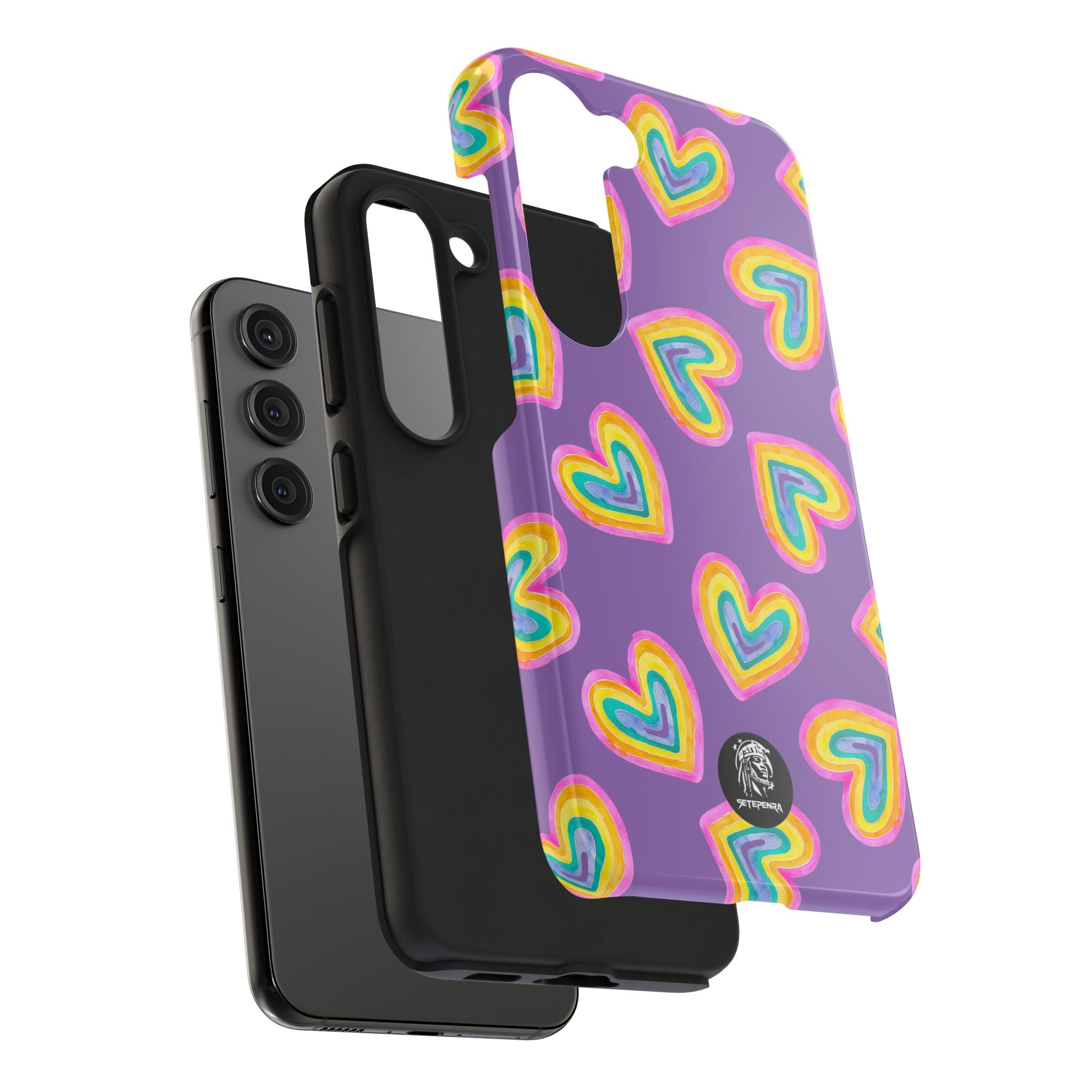 Rainbow Heart Tough Phone Case (For iPhone, Galaxy & More) - Light Purple