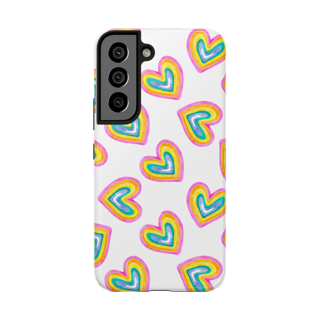 Rainbow Heart Tough Phone Case — Durable Cute Protective Phone Cover