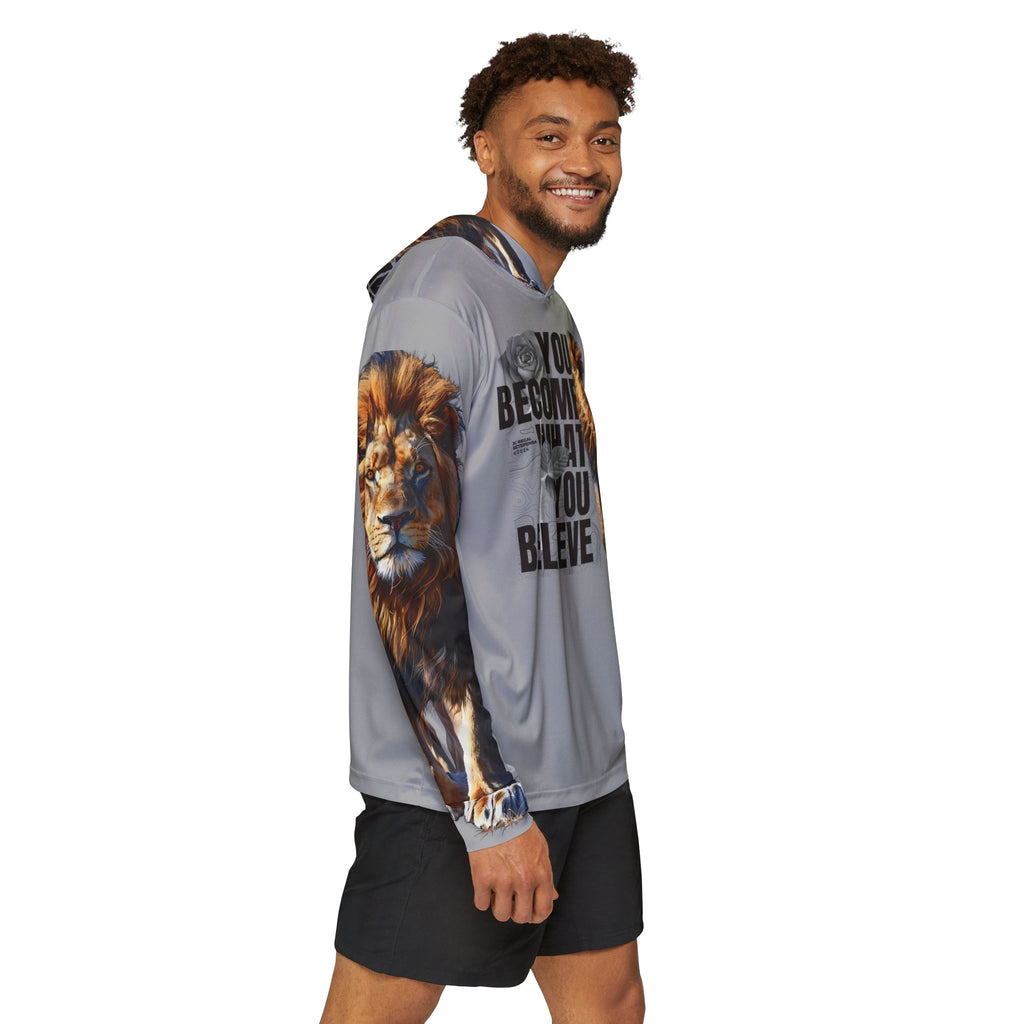 You Become What You Believe Men's Sports Warmup Hoodie (Light Grey) SETEPENRA All Over Prints.