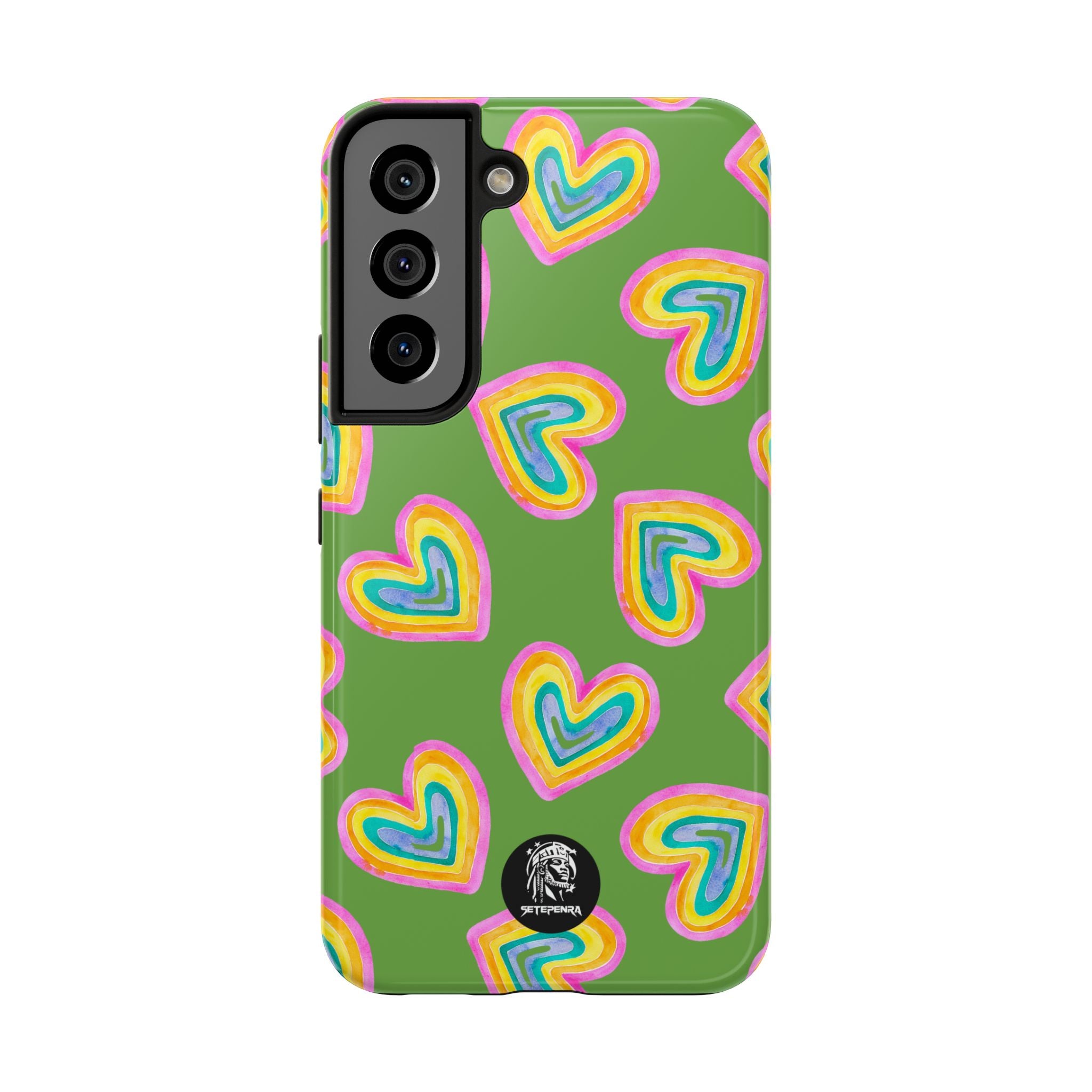 Rainbow Heart Tough Phone Case (For iPhone, Galaxy & More) - Green