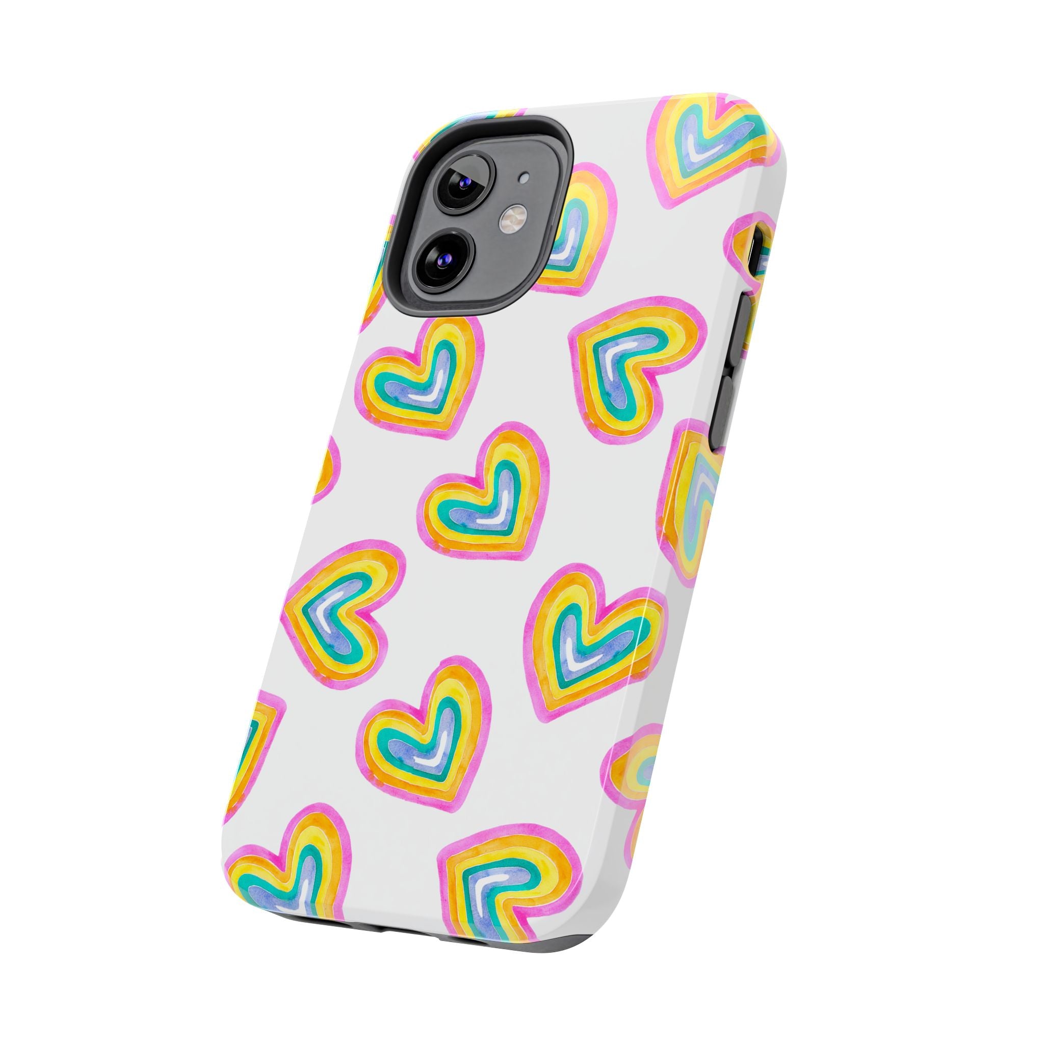 Rainbow Heart Tough Phone Case — Durable Cute Protective Phone Cover