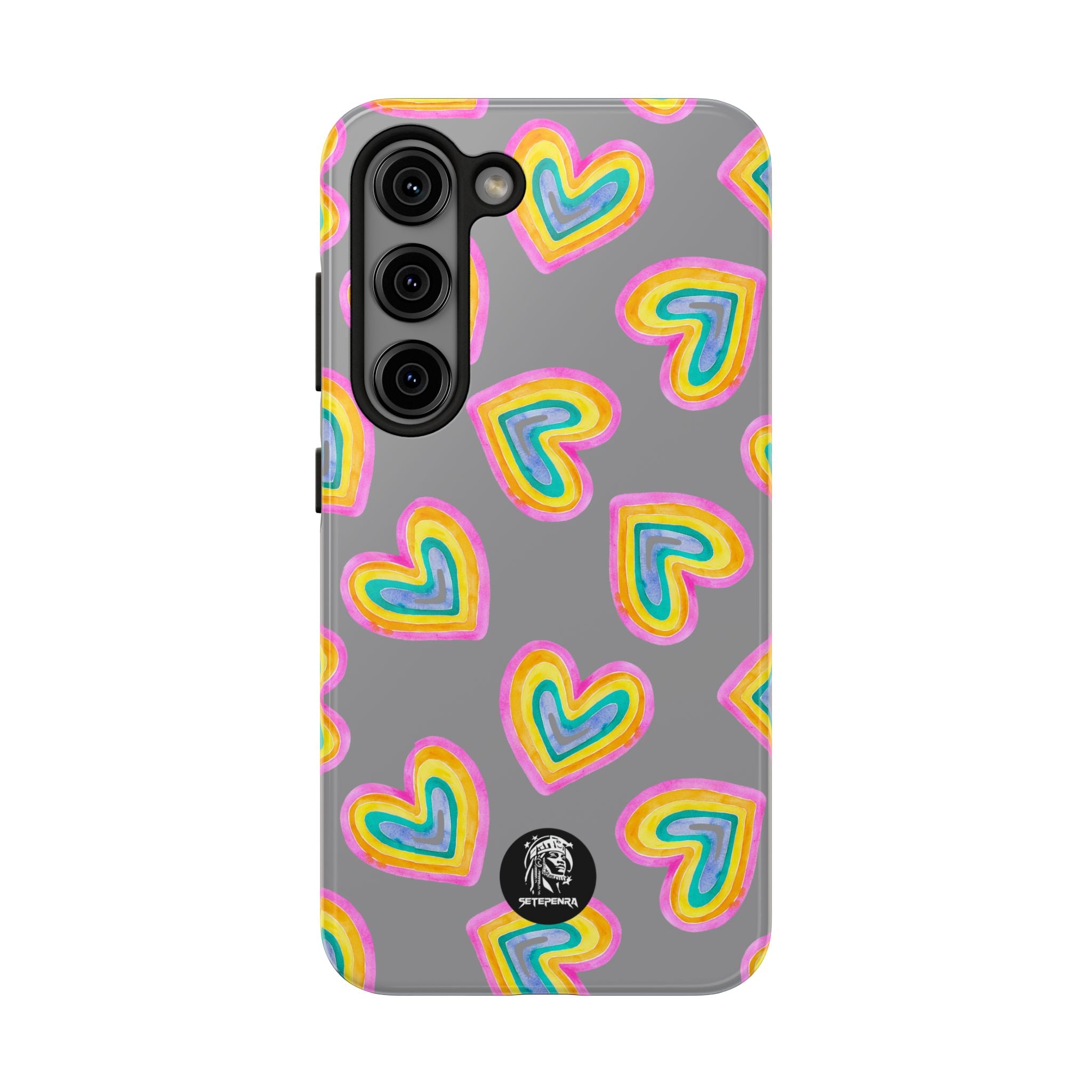 Rainbow Heart Tough Phone Case (For iPhone, Galaxy & More) - Grey