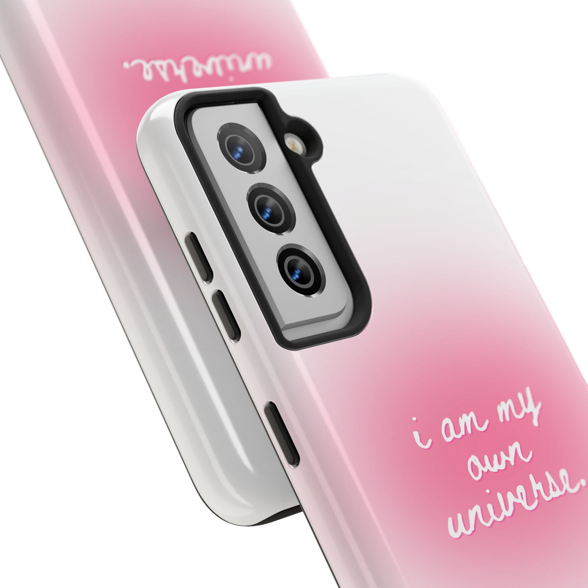 I Am My Own Universe — Pink On White Protective Cover Tough Phone Case