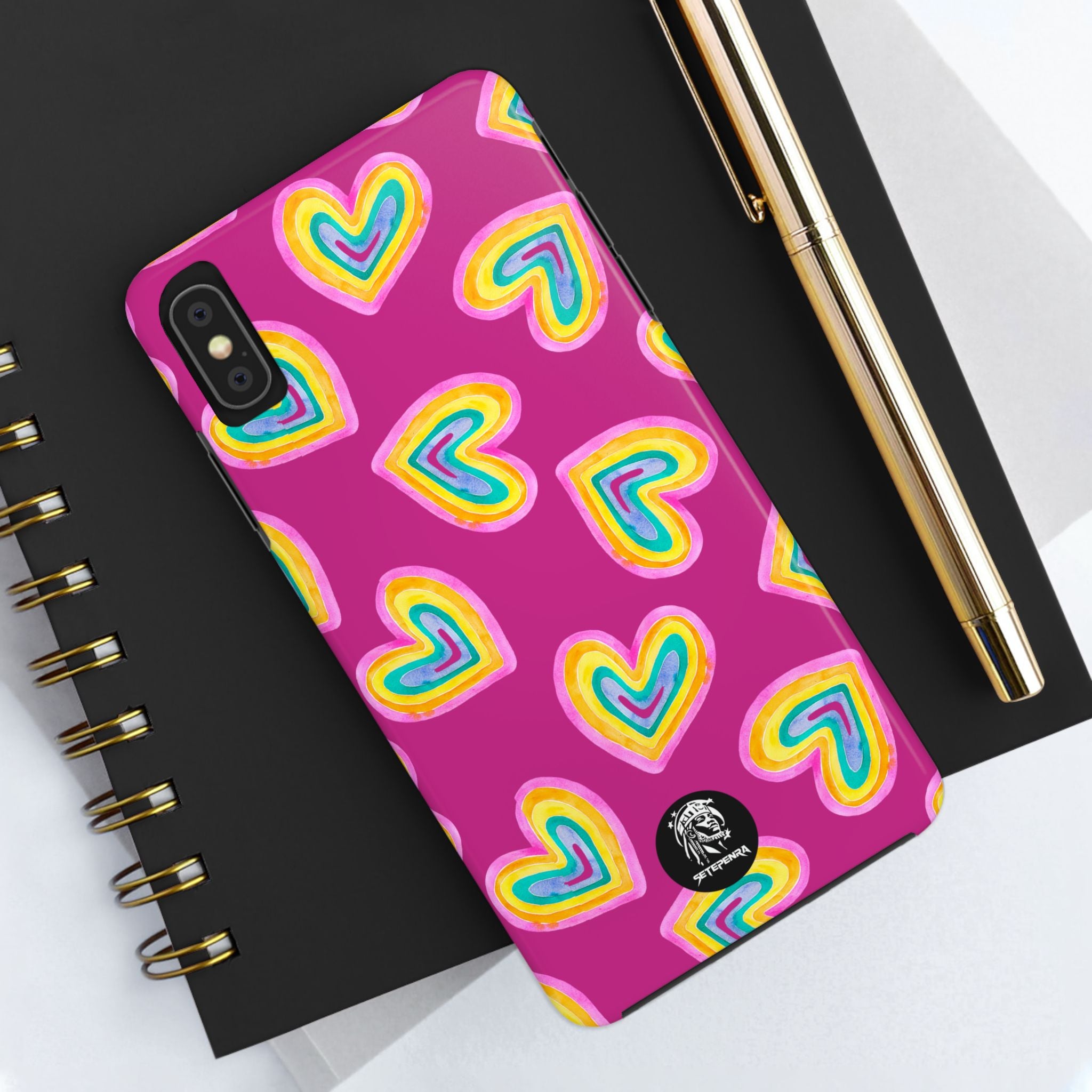 Rainbow Heart Tough Phone Case (For iPhone, Galaxy & More) - Pink