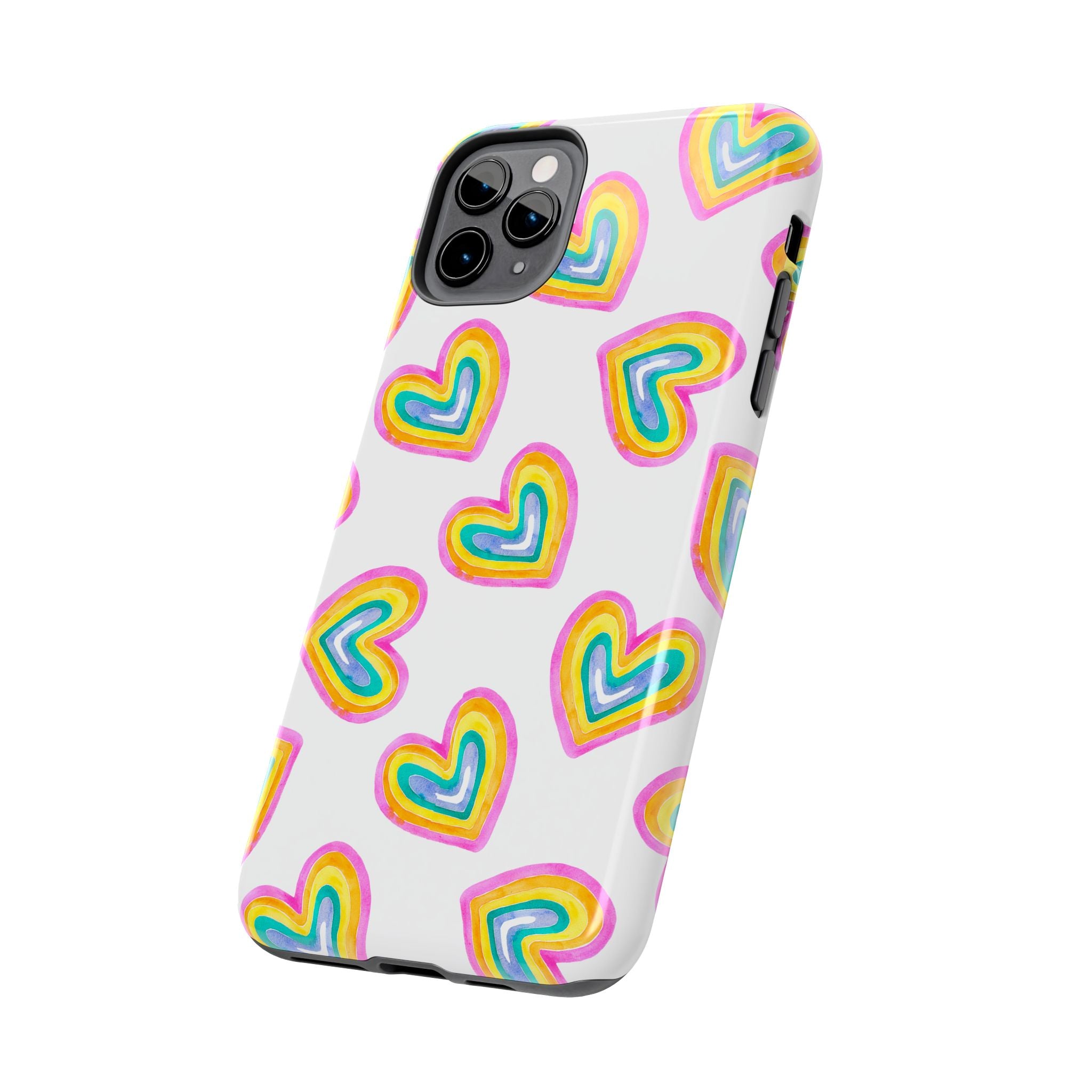Rainbow Heart Tough Phone Case — Durable Cute Protective Phone Cover