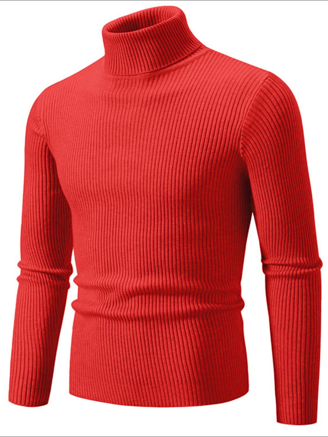 Men's Turtleneck Long Sleeve Ribbed Sweater SETEPENRA .