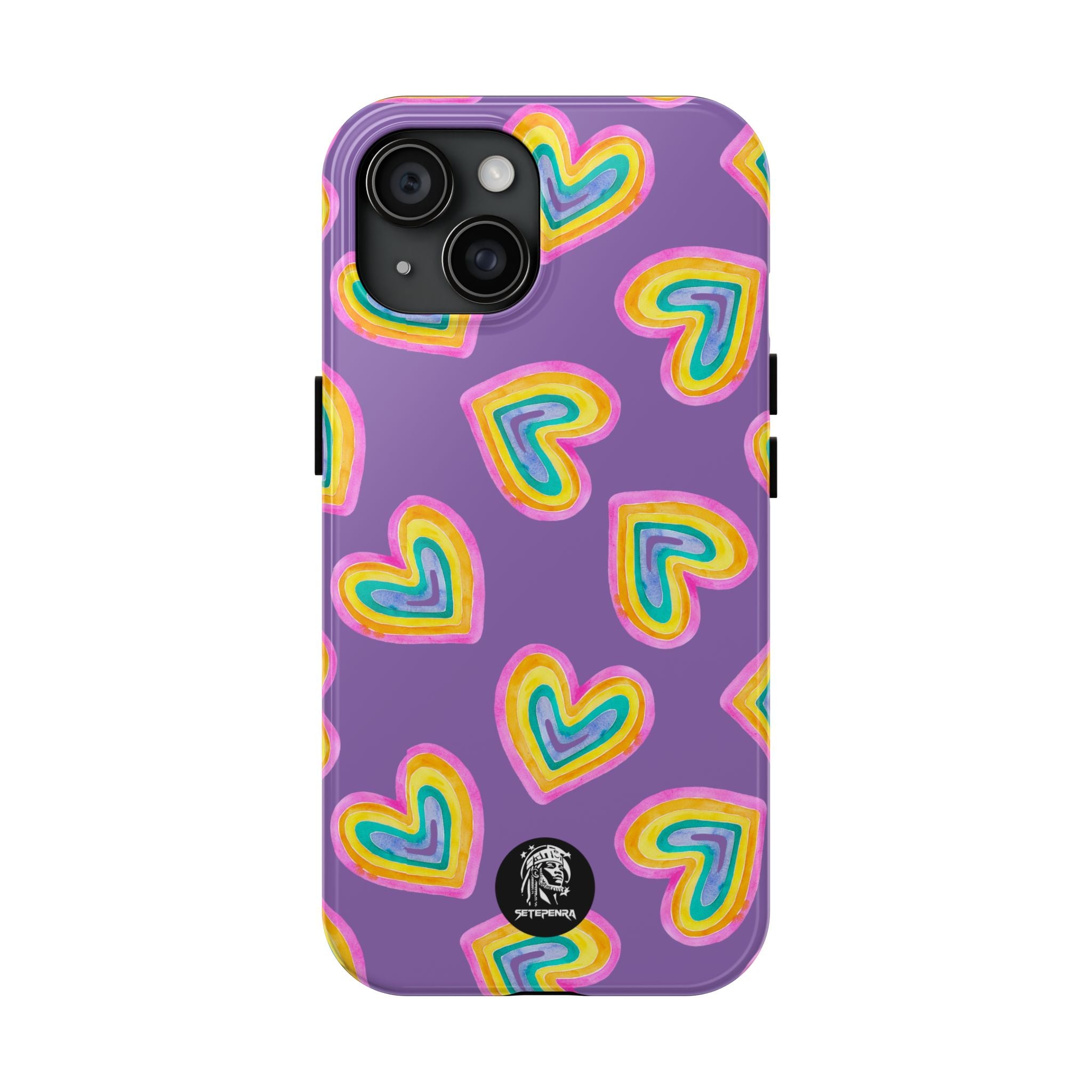 Rainbow Heart Tough Phone Case (For iPhone, Galaxy & More) - Light Purple