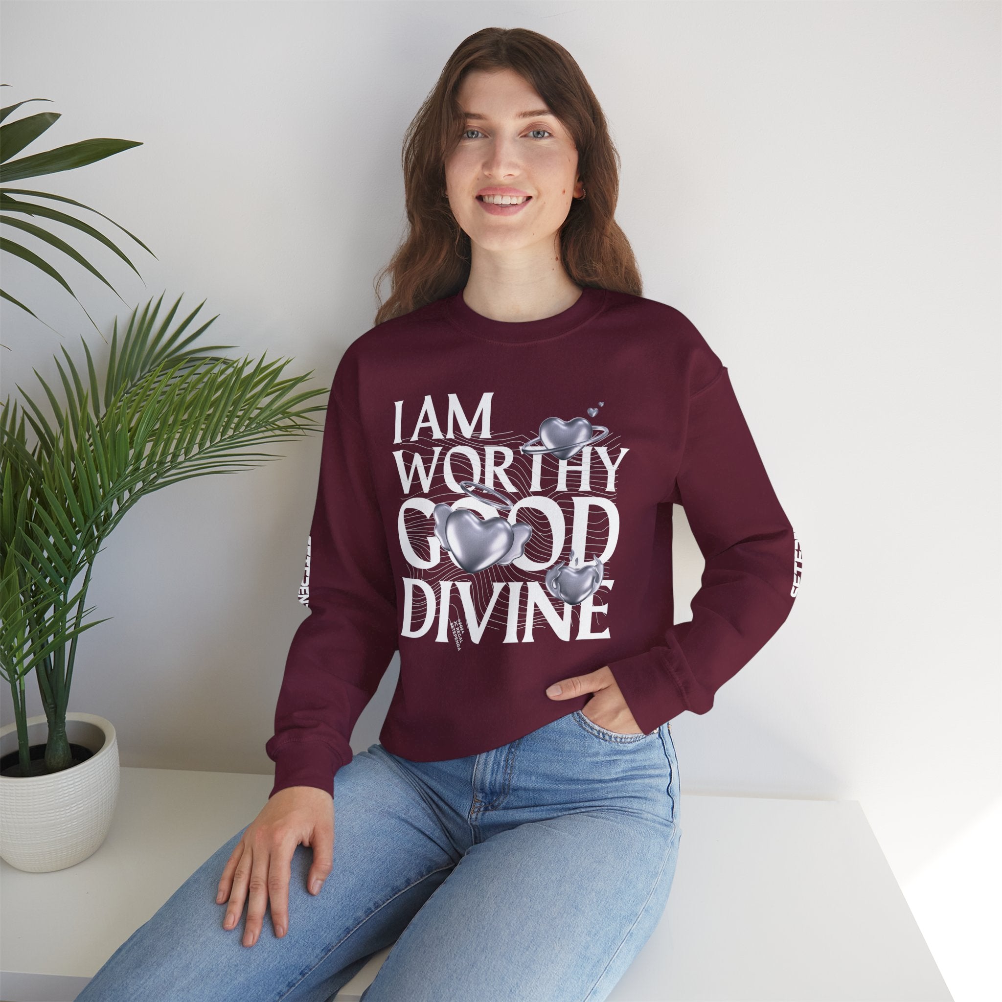 I AM WORTHY GOOD DIVINE Unisex Heavy Blend™ Crewneck Sweatshirt