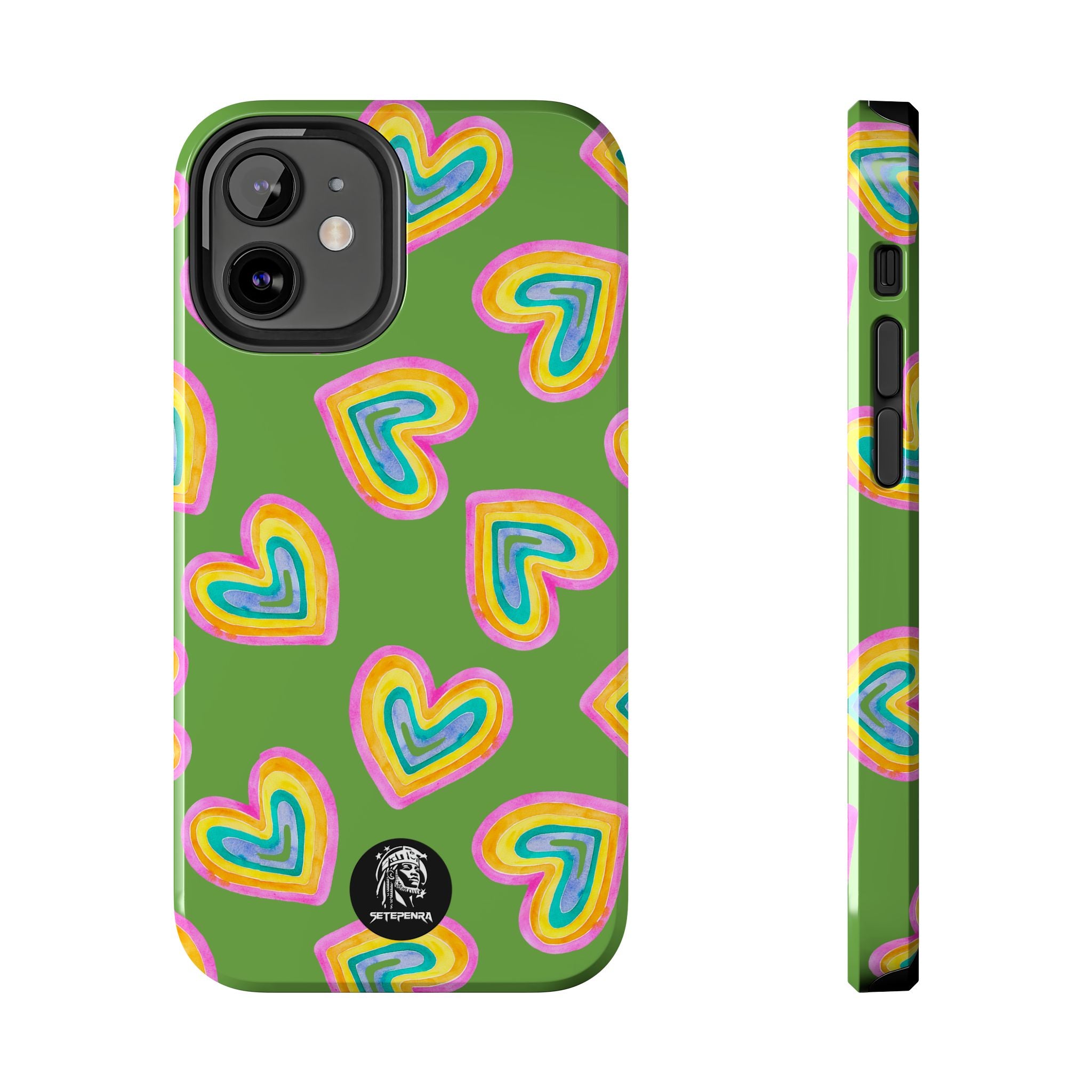 Rainbow Heart Tough Phone Case (For iPhone, Galaxy & More) - Green