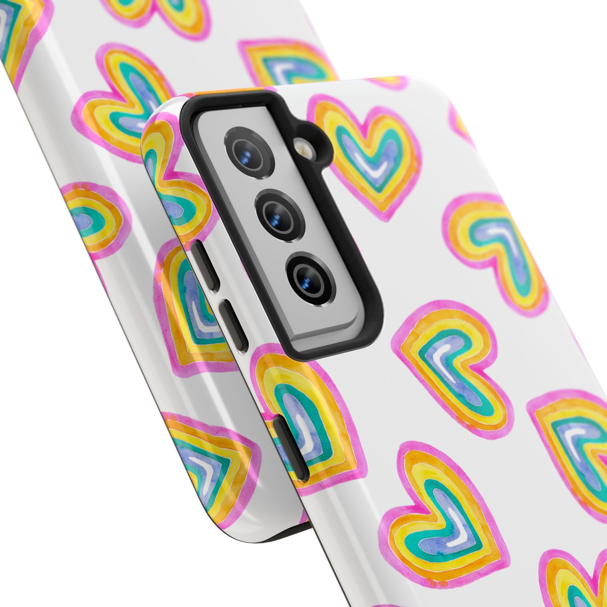 Rainbow Heart Tough Phone Case (For iPhone, Galaxy & More) - White