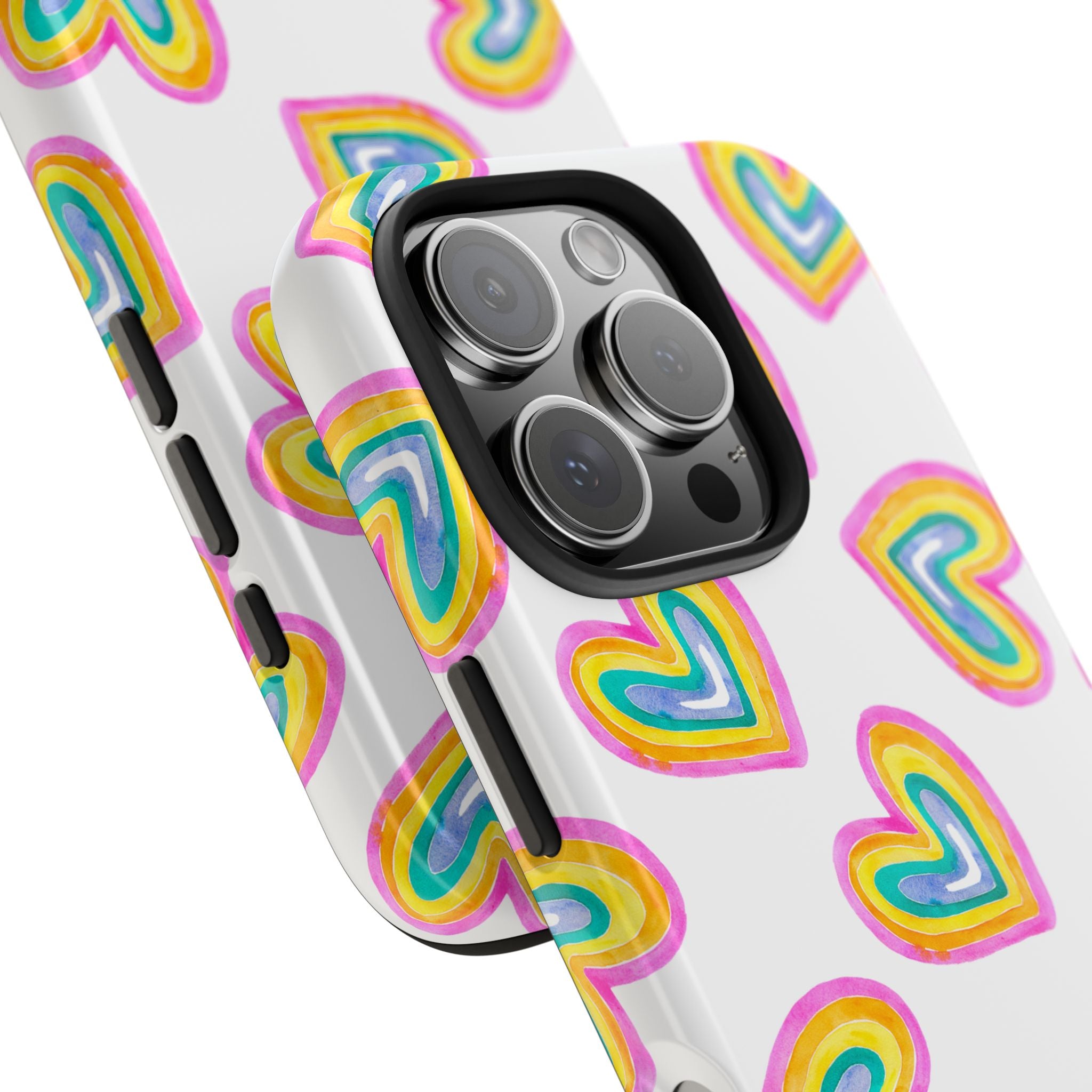 Rainbow Heart Tough Phone Case — Durable Cute Protective Phone Cover