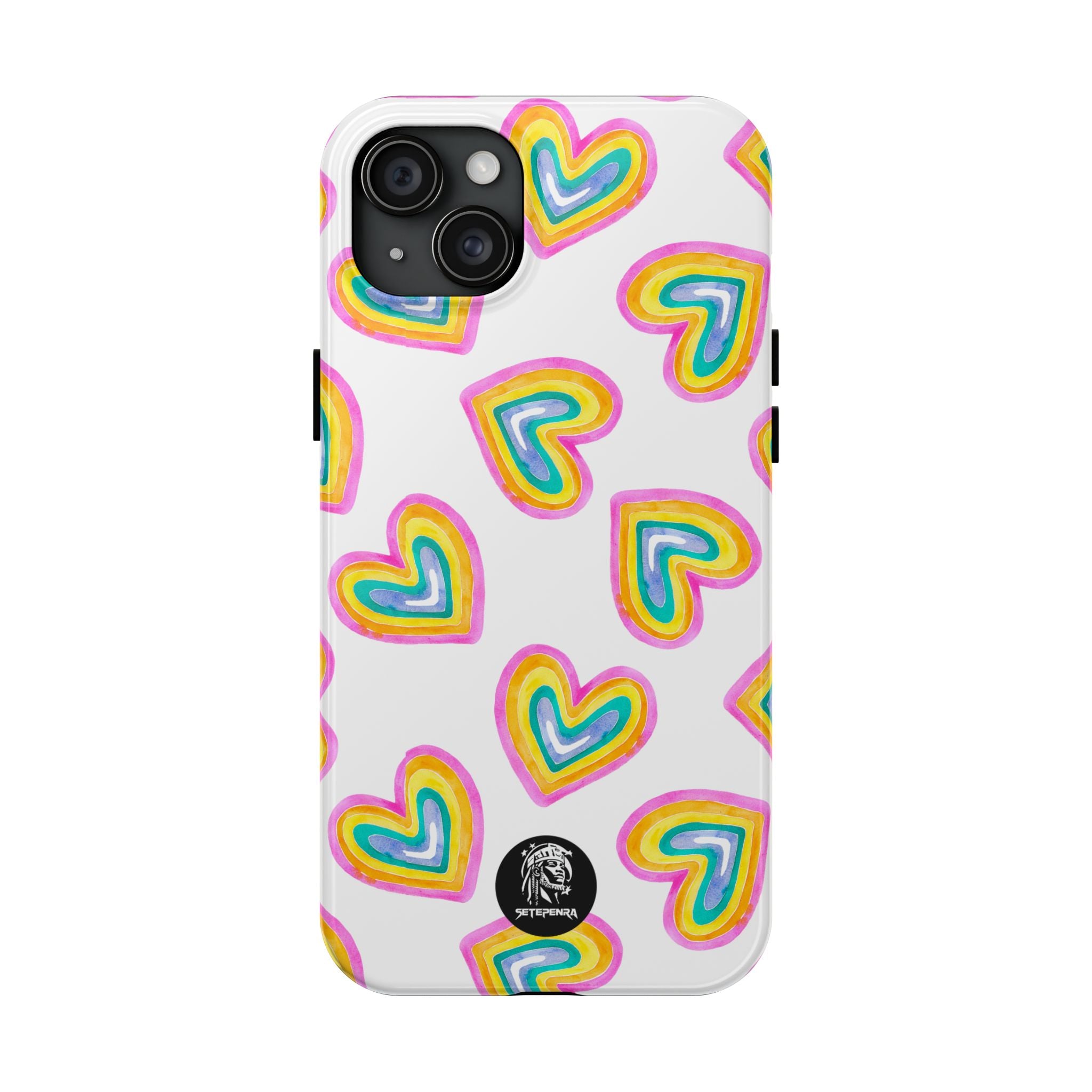 Rainbow Heart Tough Phone Case (For iPhone, Galaxy & More) - White