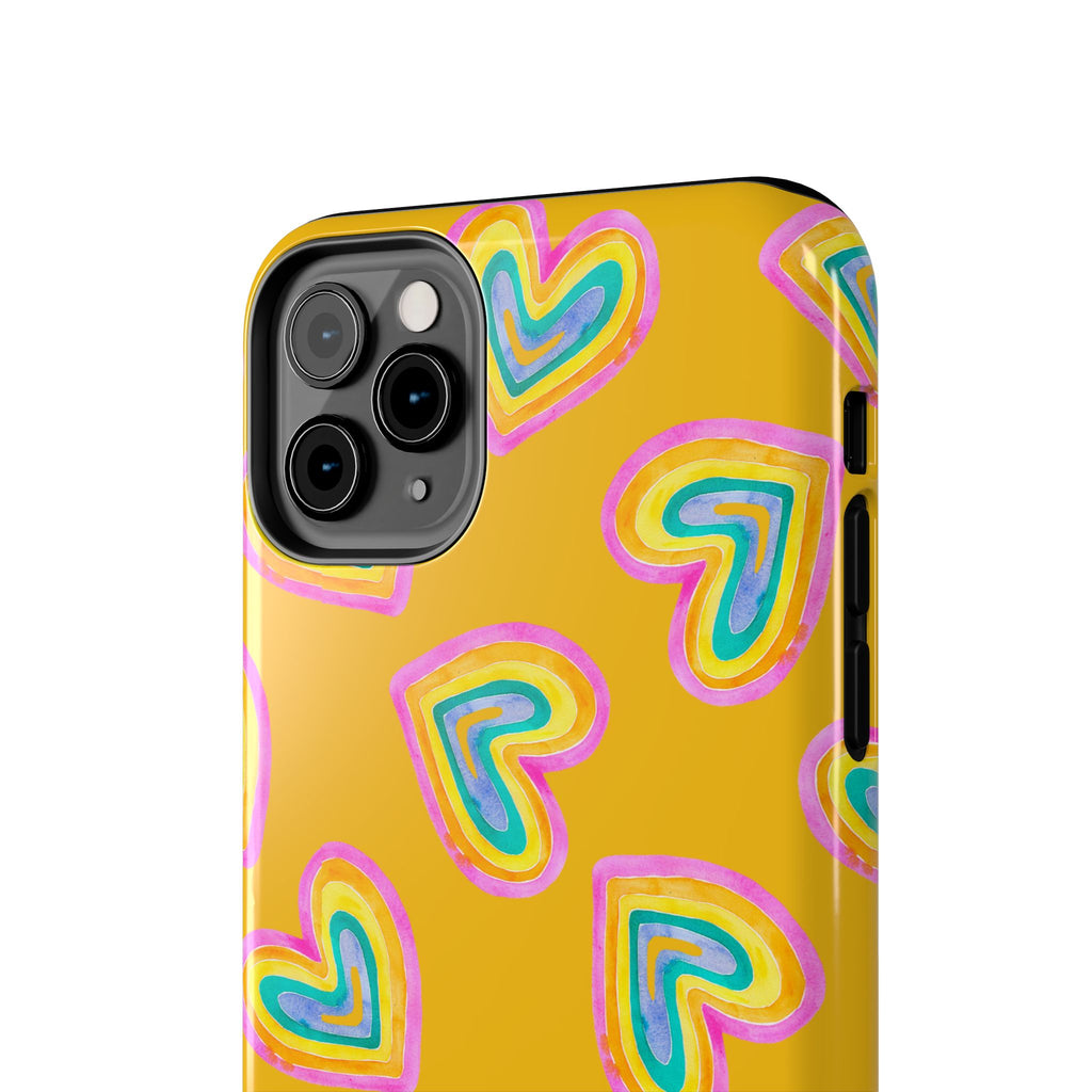 Rainbow Heart Tough Phone Case (For iPhone, Galaxy & More) - Yellow