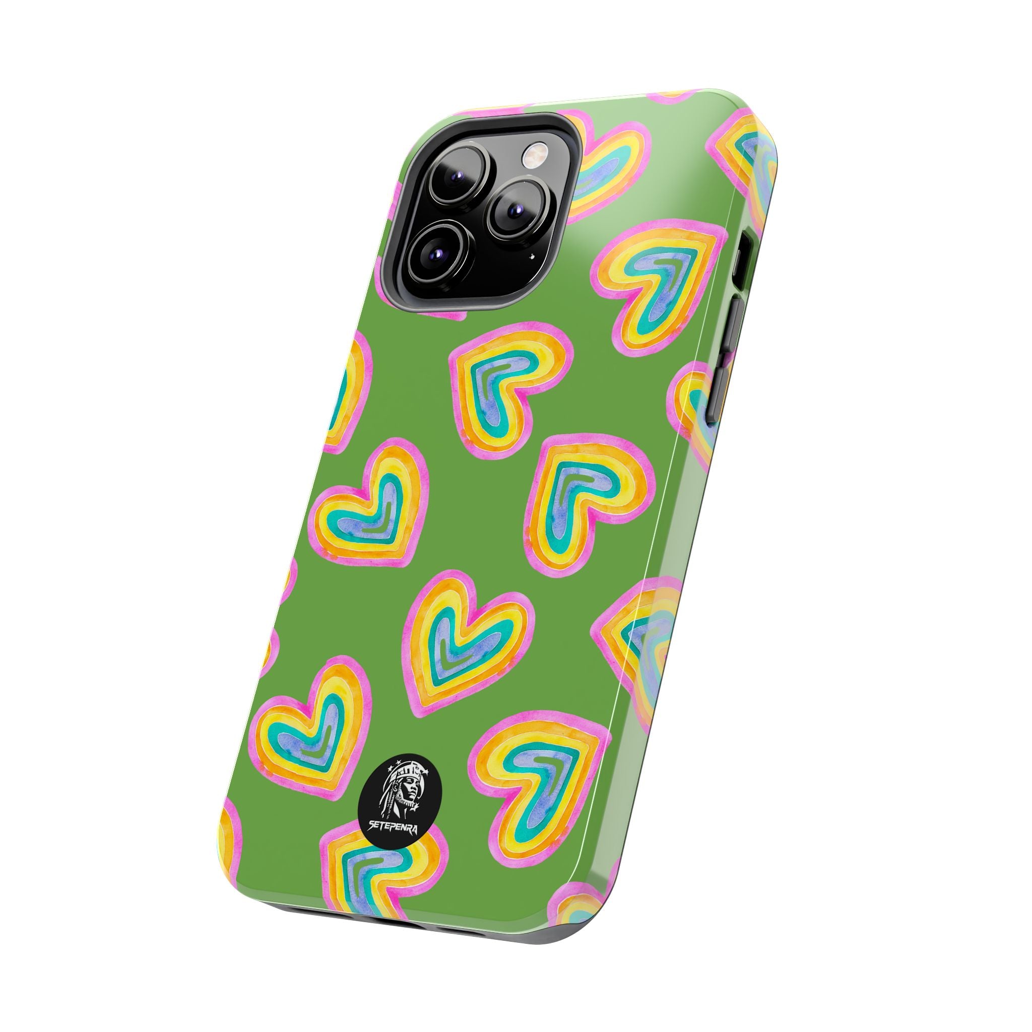 Rainbow Heart Tough Phone Case (For iPhone, Galaxy & More) - Green