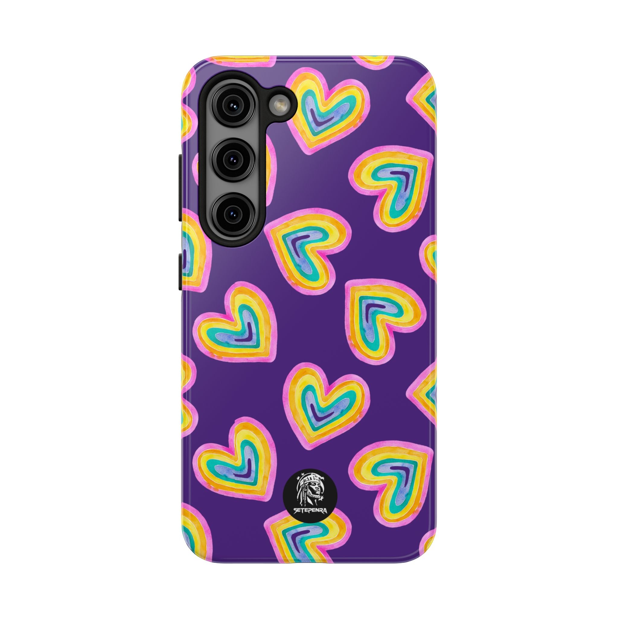 Rainbow Heart Tough Phone Case (For iPhone, Galaxy & More) - Purple