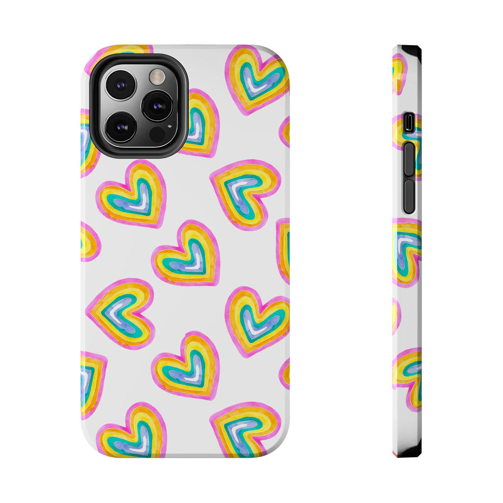 Rainbow Heart Tough Phone Case — Durable Cute Protective Phone Cover
