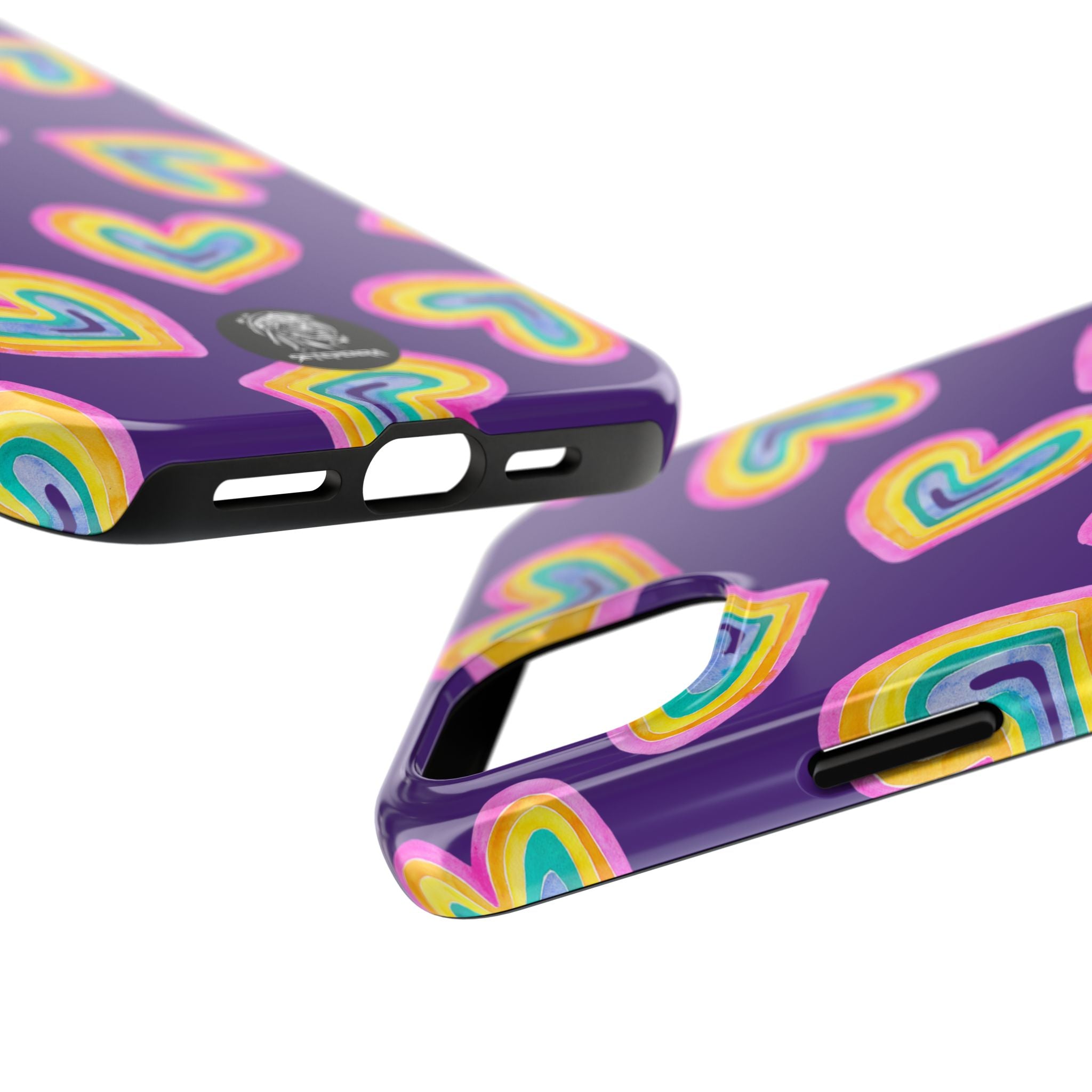 Rainbow Heart Tough Phone Case (For iPhone, Galaxy & More) - Purple
