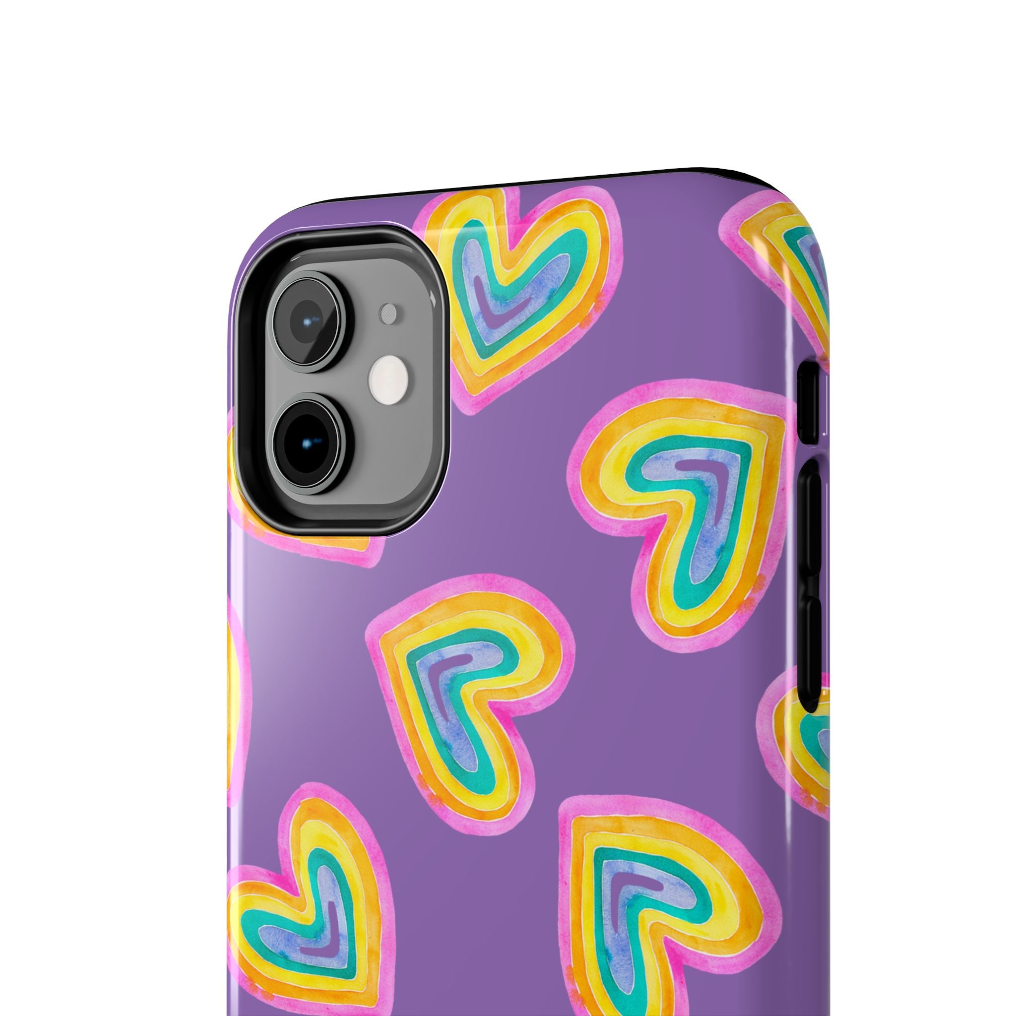 Rainbow Heart Tough Phone Case (For iPhone, Galaxy & More) - Light Purple