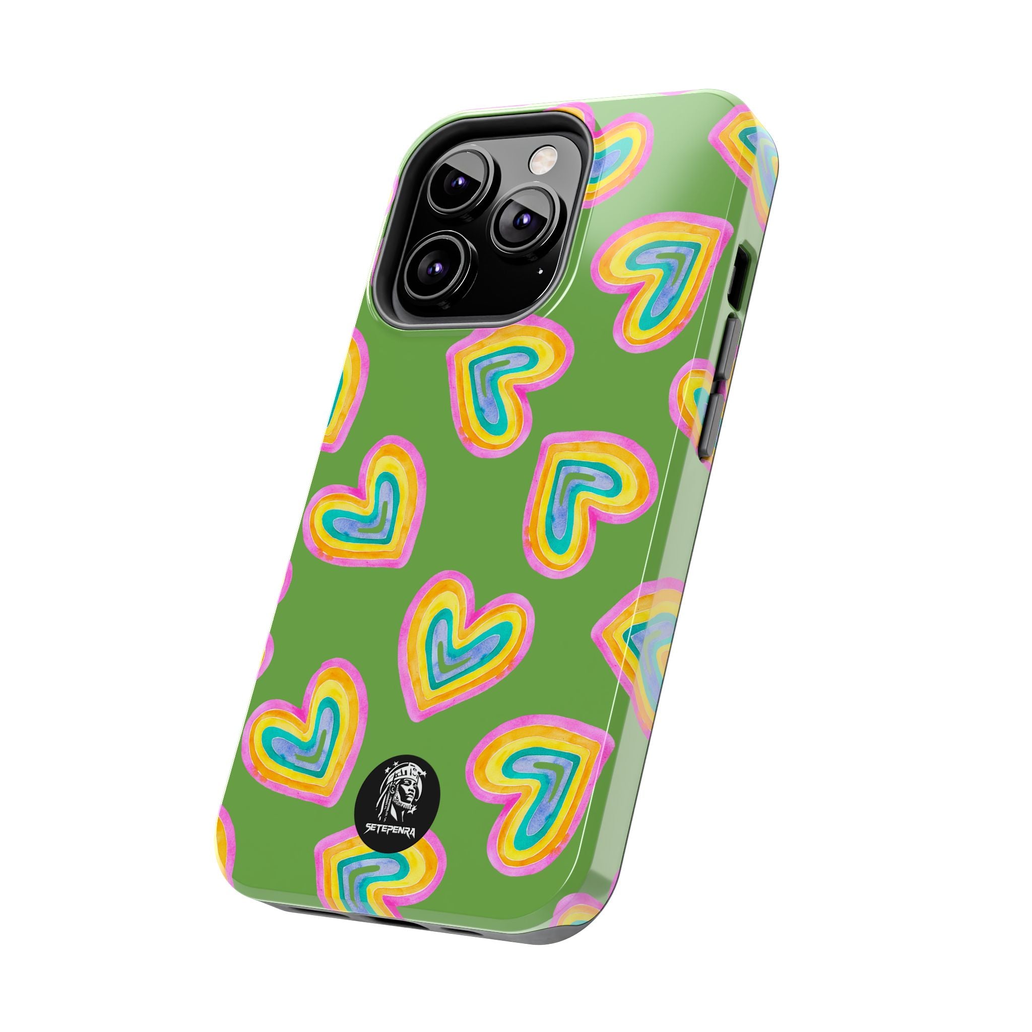 Rainbow Heart Tough Phone Case (For iPhone, Galaxy & More) - Green