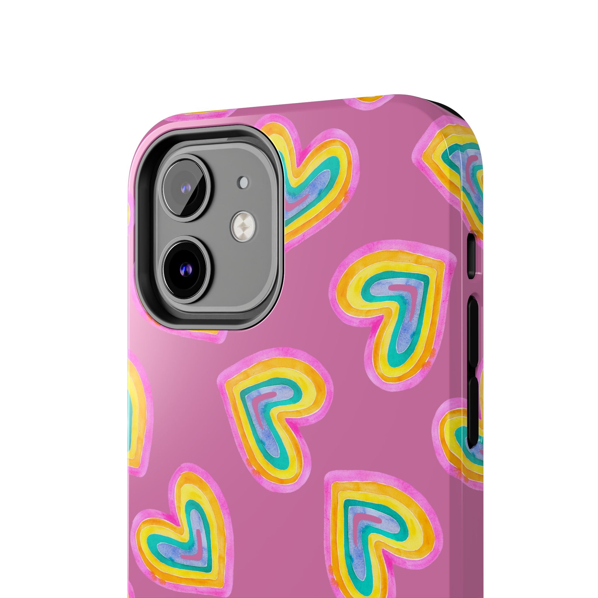 Rainbow Heart Tough Phone Case (For iPhone, Galaxy & More) - Light Pink
