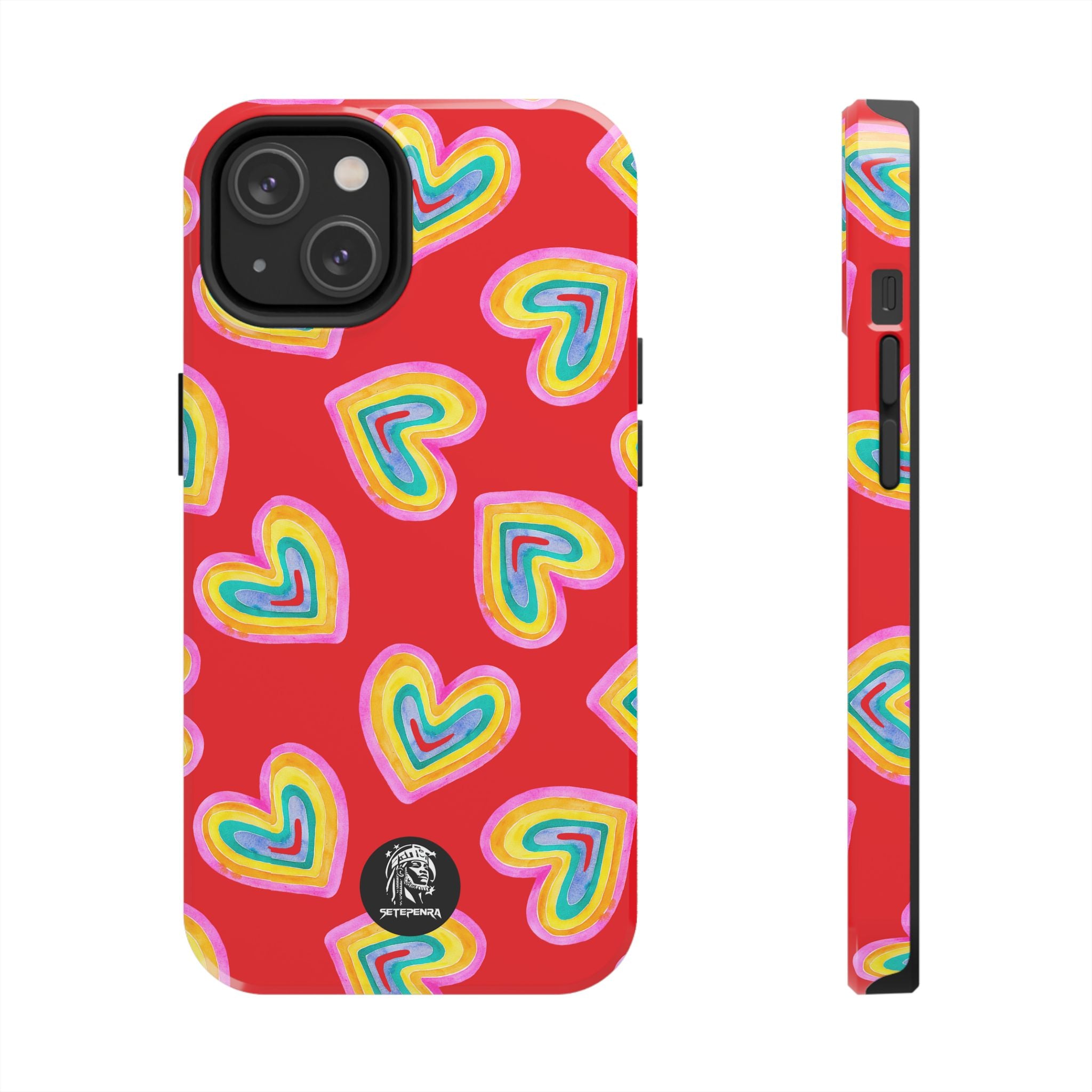 Rainbow Heart Tough Phone Case (For iPhone, Galaxy & More) - Red SETEPENRA Phone Case.