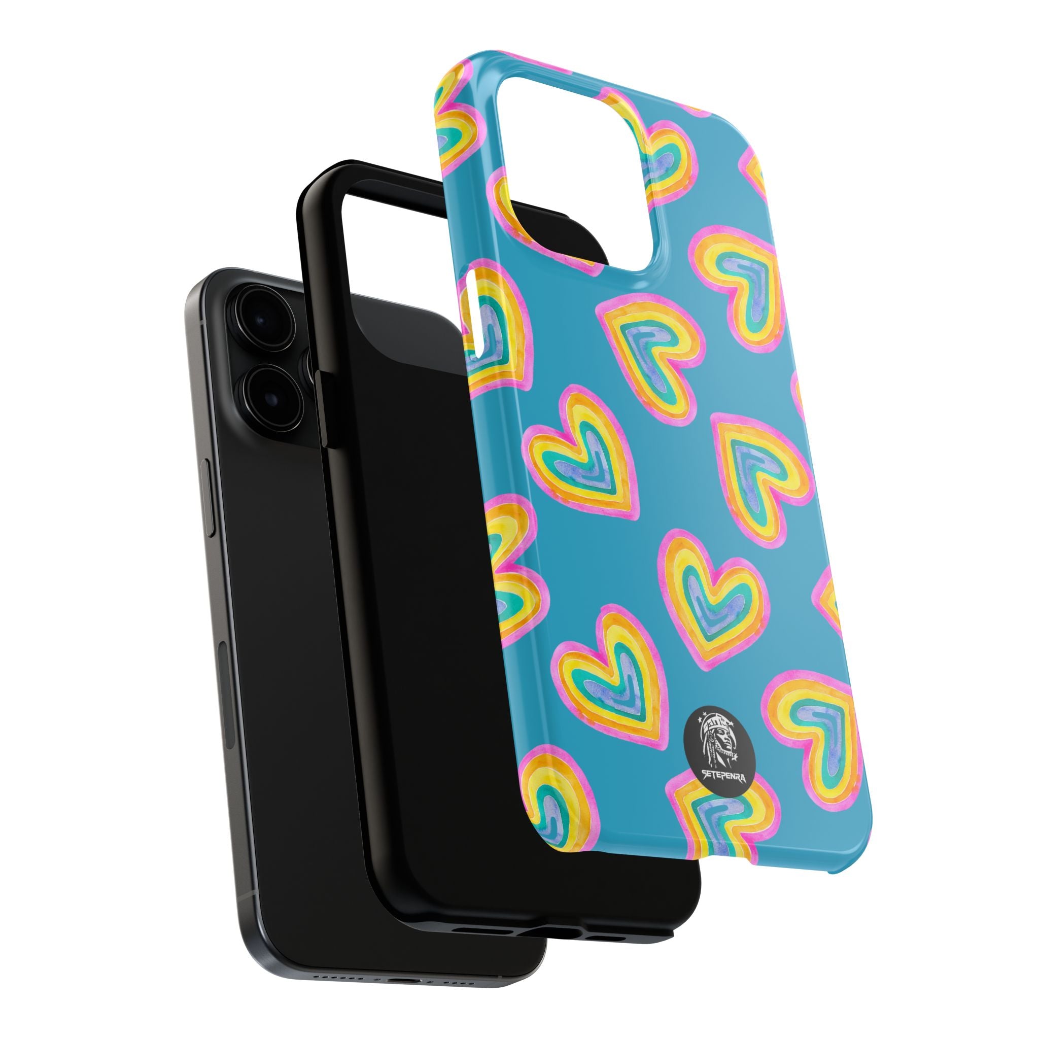 Rainbow Heart Tough Phone Case (For iPhone, Galaxy & More) - Turquoise