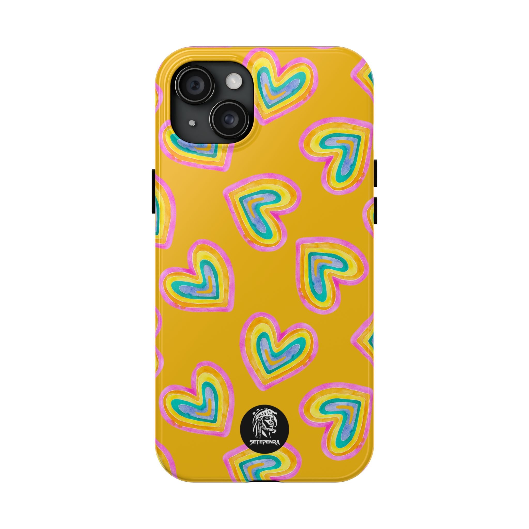 Rainbow Heart Tough Phone Case (For iPhone, Galaxy & More) - Yellow