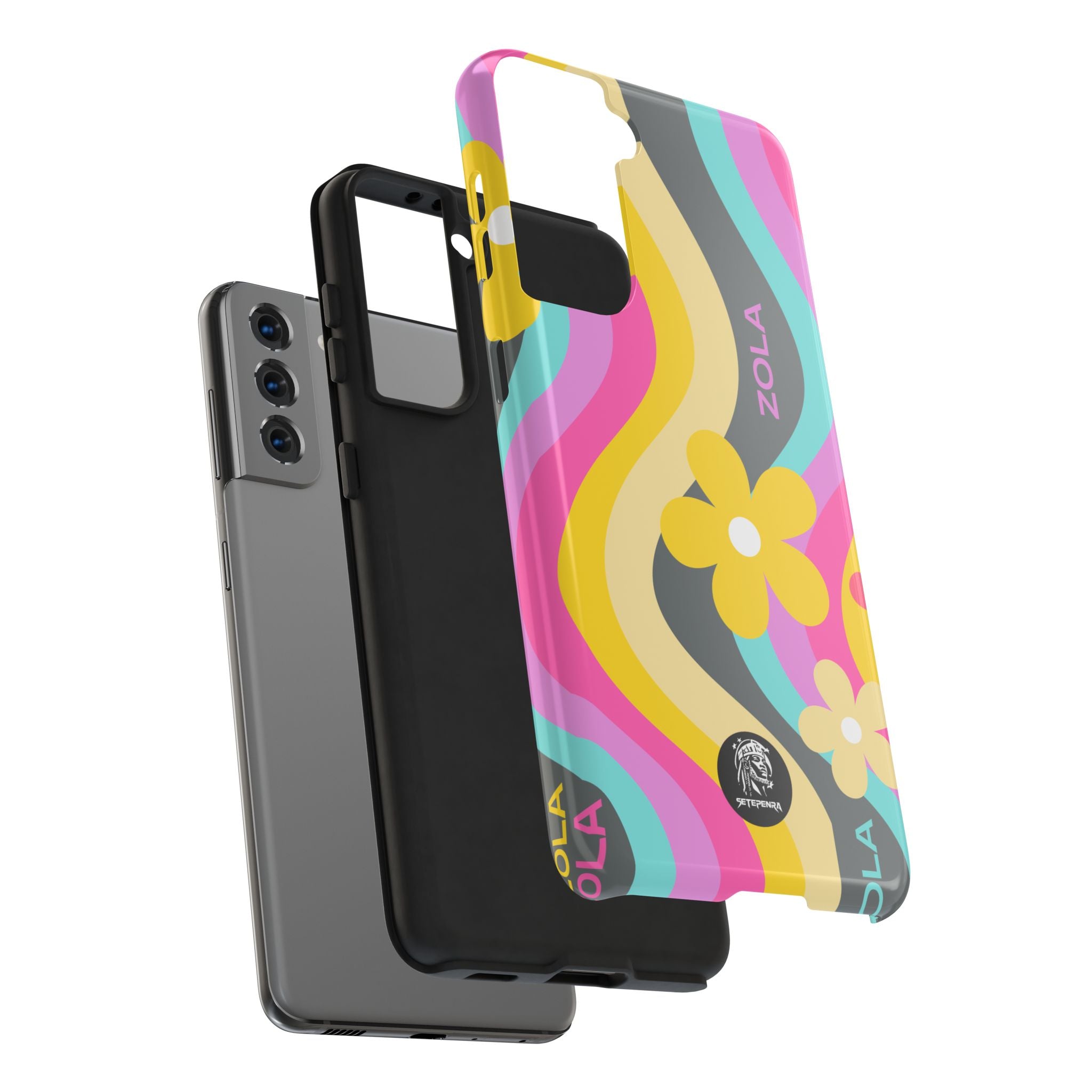 Zola Tough Phone Case (For iPhone, Galaxy & More) - Dark Grey Wave