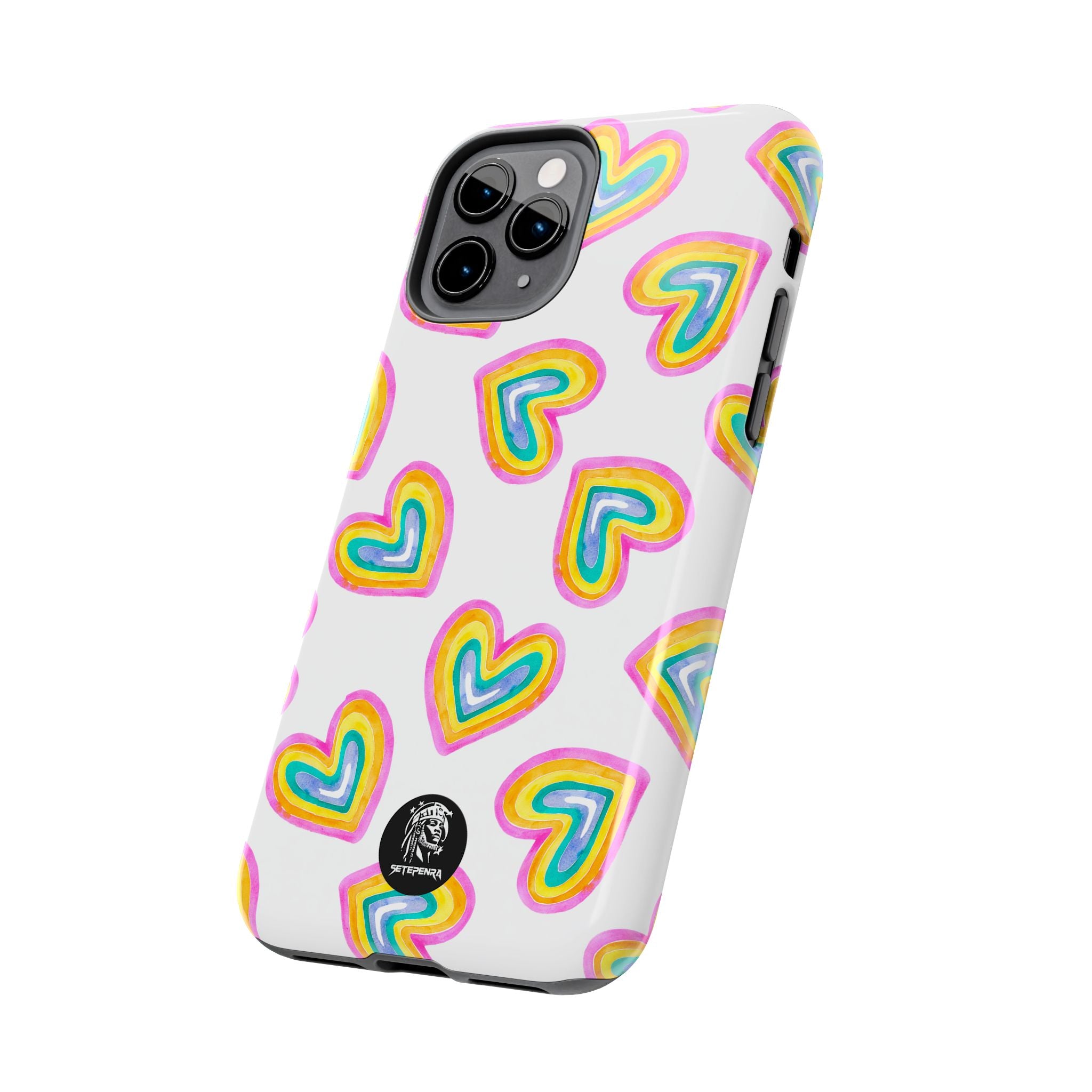 Rainbow Heart Tough Phone Case (For iPhone, Galaxy & More) - White
