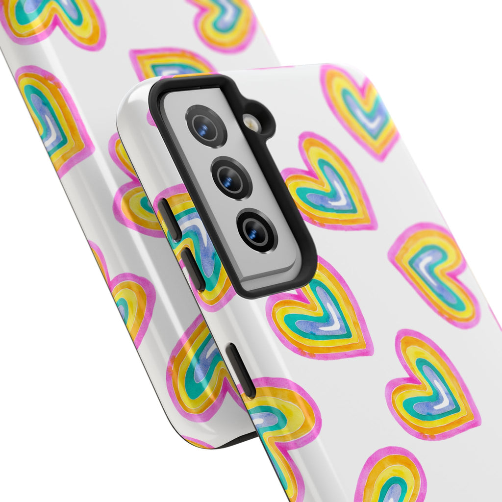 Rainbow Heart Tough Phone Case — Durable Cute Protective Phone Cover