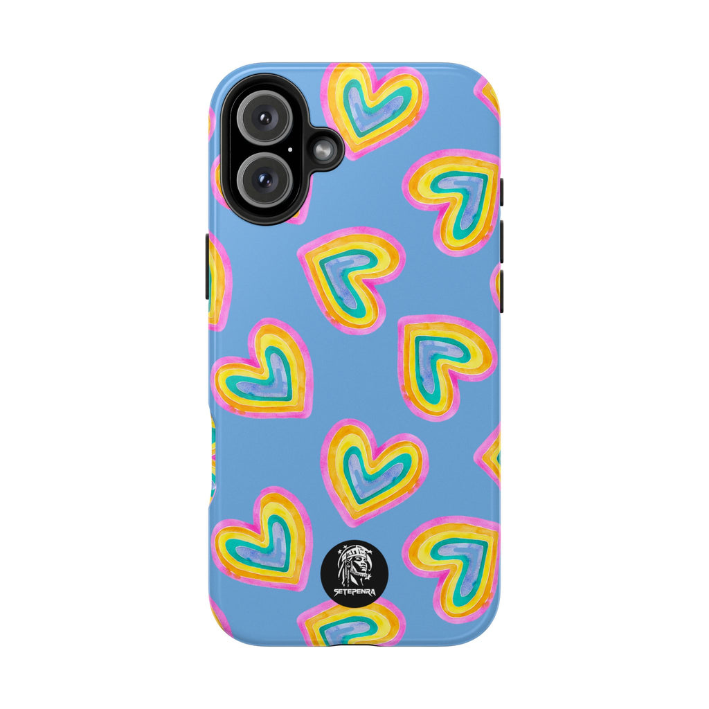 Rainbow Heart Tough Phone Case (For iPhone, Galaxy & More) - Light Blue