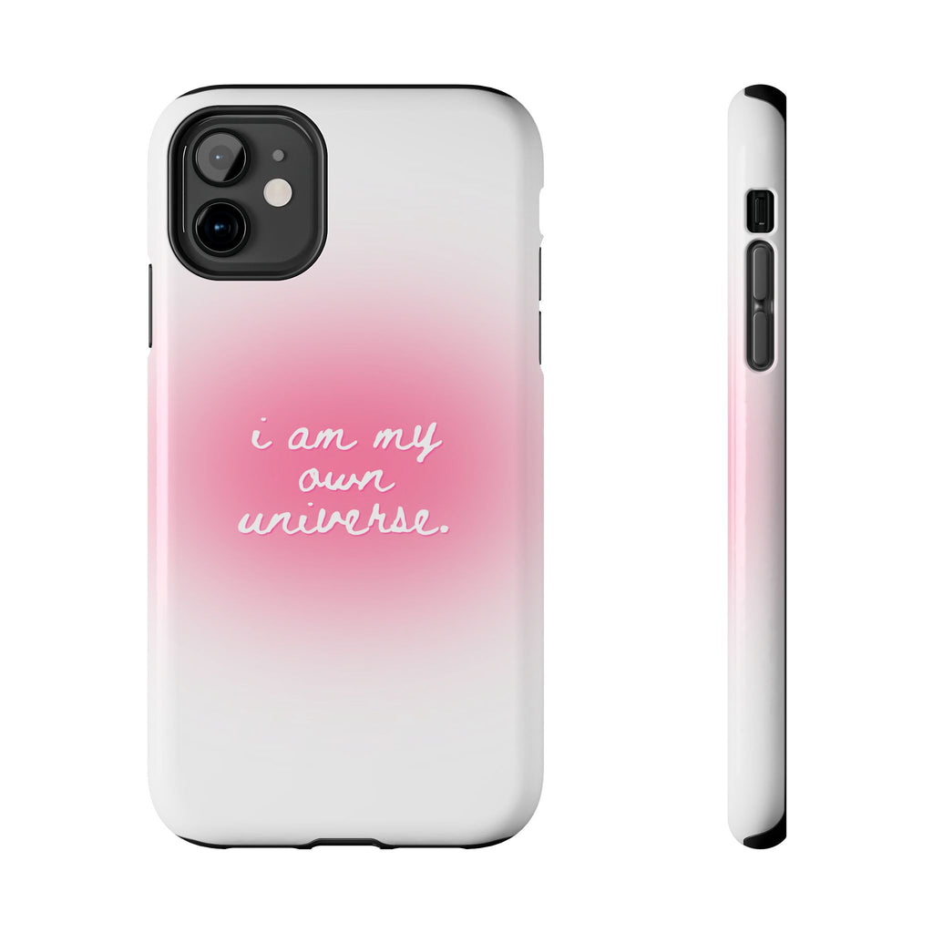 I Am My Own Universe — Pink On White Protective Cover Tough Phone Case