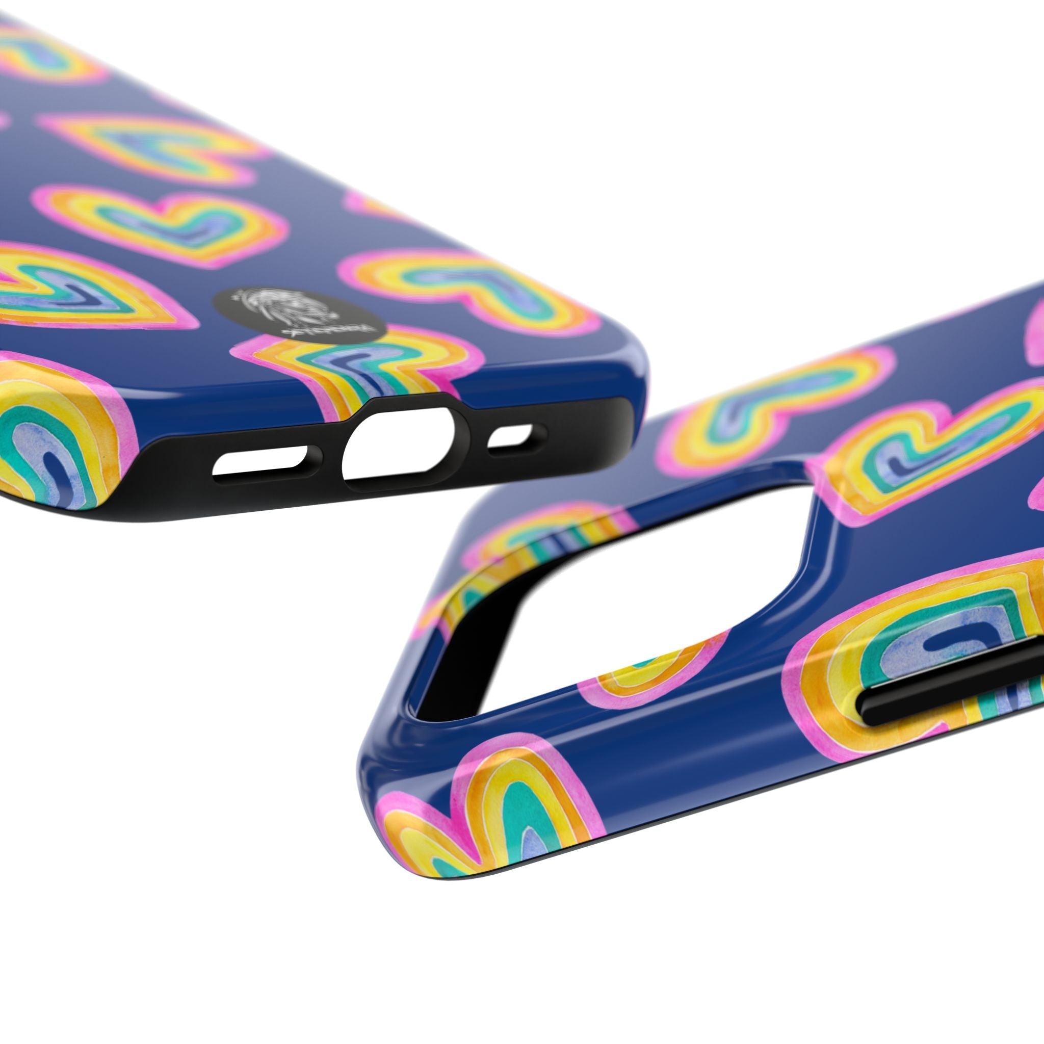 Rainbow Heart Tough Phone Case (For iPhone, Galaxy & More) - Dark Blue