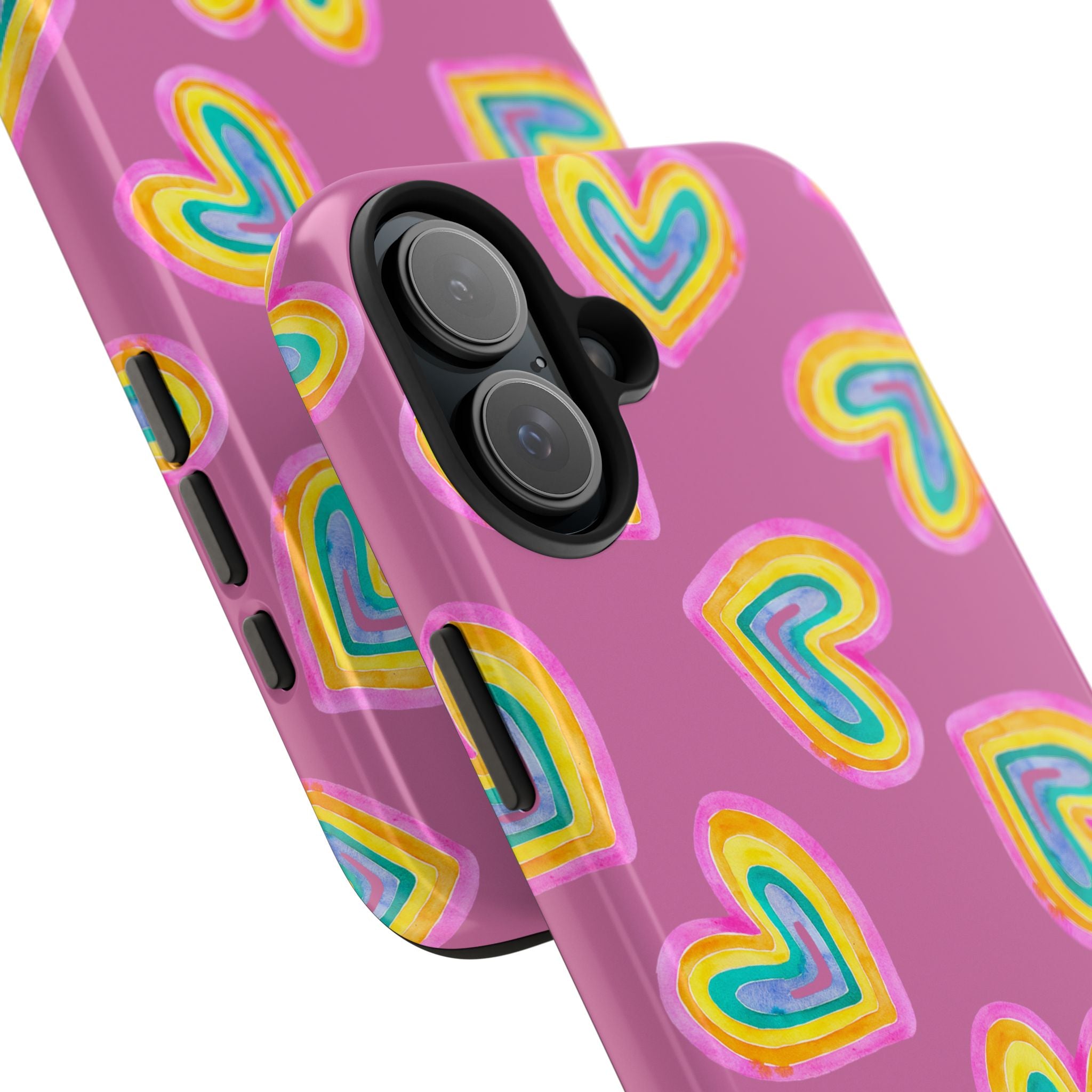 Rainbow Heart Tough Phone Case (For iPhone, Galaxy & More) - Light Pink