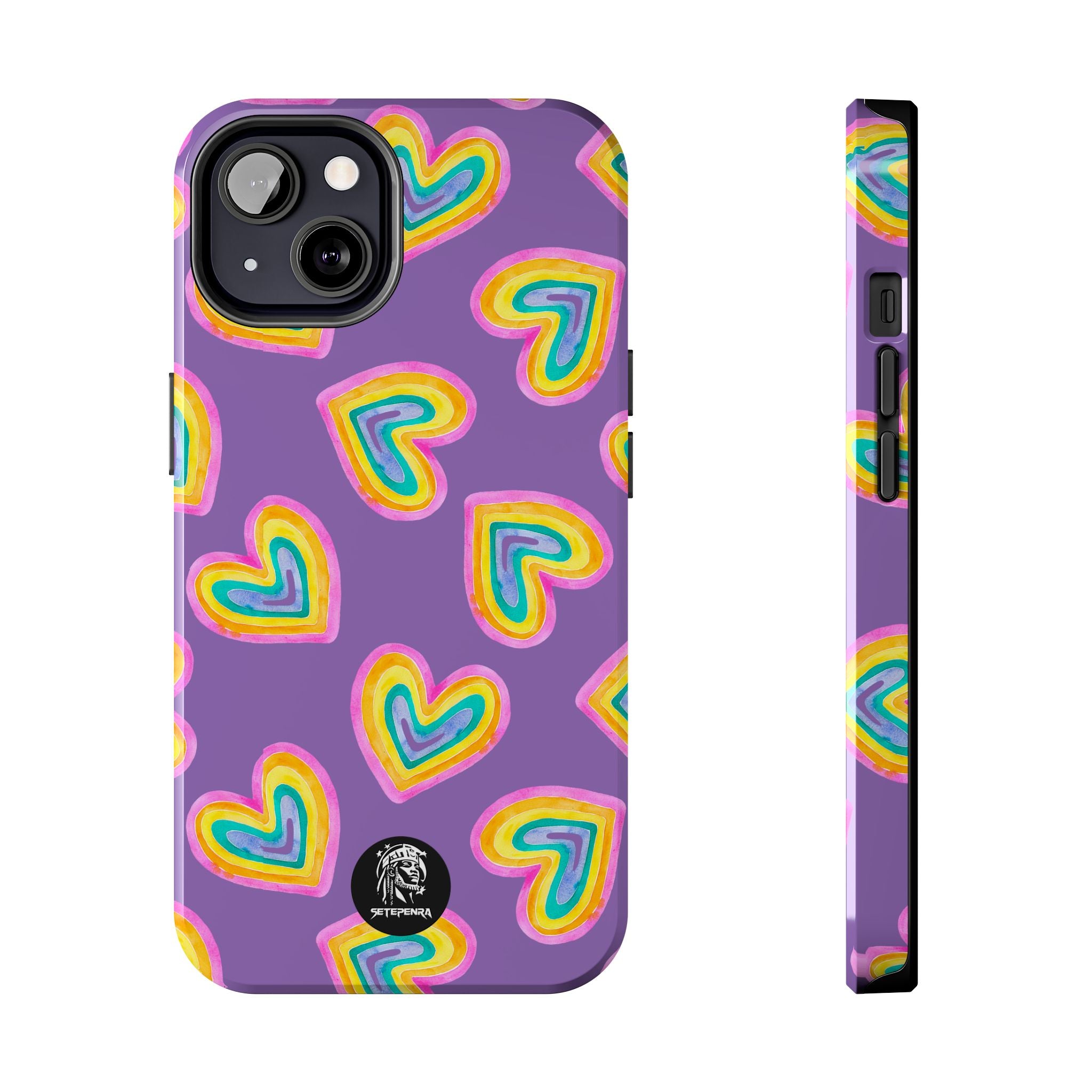 Rainbow Heart Tough Phone Case (For iPhone, Galaxy & More) - Light Purple SETEPENRA Phone Case.