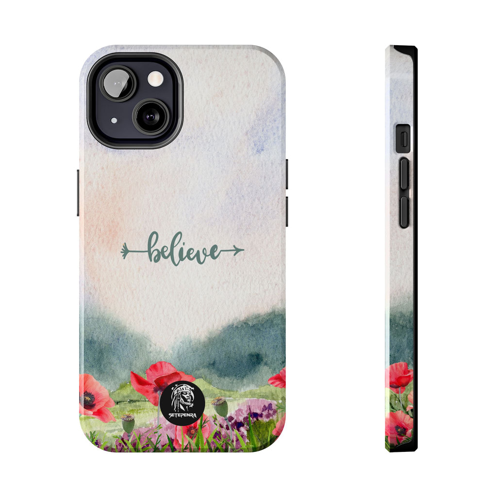 Believe Tough Phone Case (For iPhone, Galaxy & More) - Watercolor Flower SETEPENRA Phone Case.
