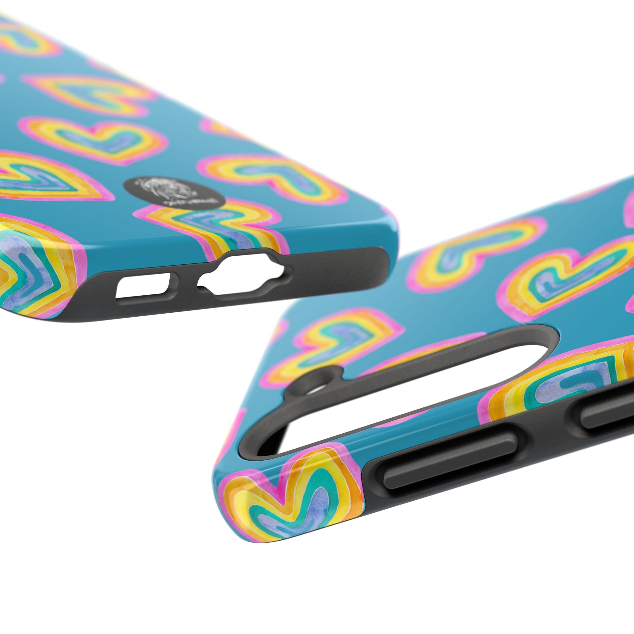 Rainbow Heart Tough Phone Case (For iPhone, Galaxy & More) - Turquoise