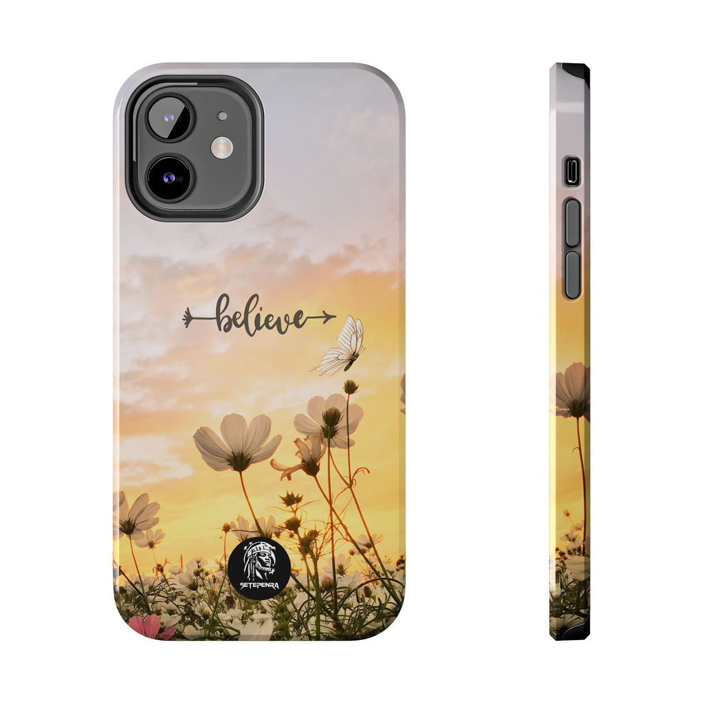 Believe Tough Phone Case (For iPhone, Galaxy & More) - Aesthetic Flower SETEPENRA Phone Case.