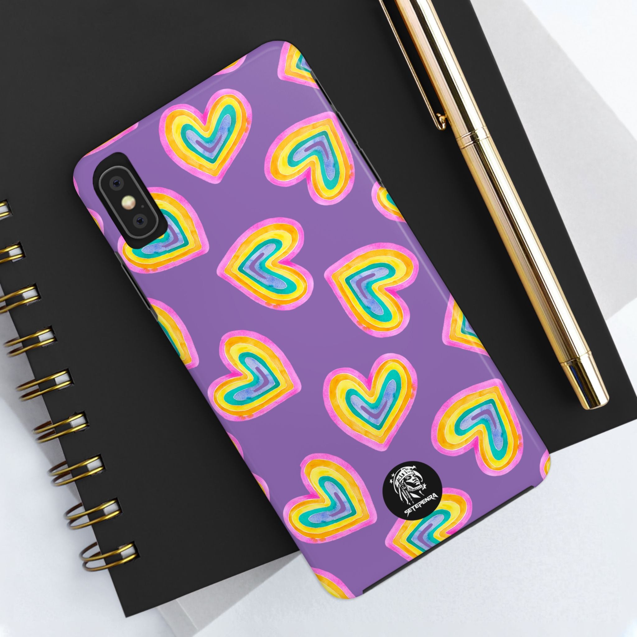 Rainbow Heart Tough Phone Case (For iPhone, Galaxy & More) - Light Purple