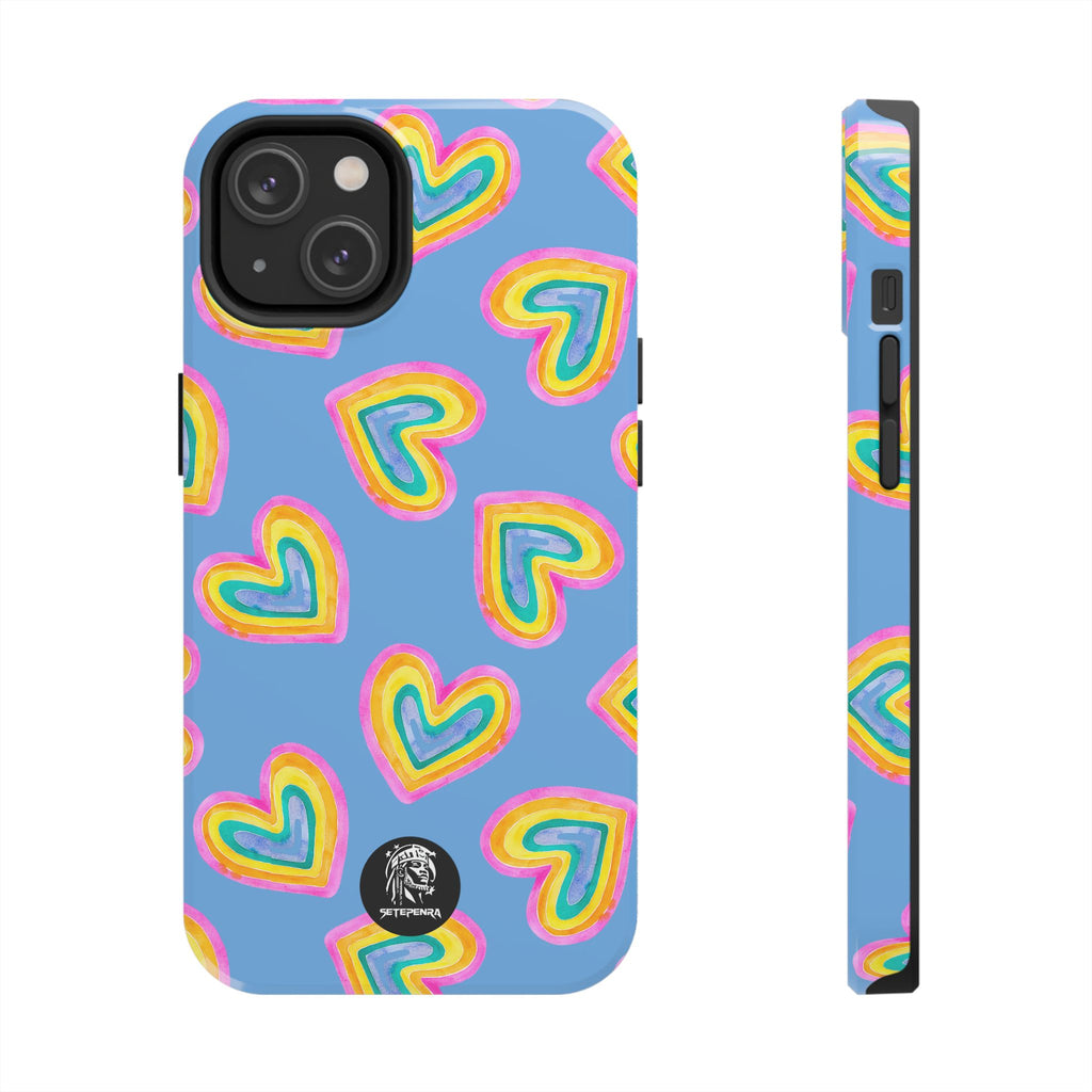Rainbow Heart Tough Phone Case (For iPhone, Galaxy & More) - Light Blue SETEPENRA Phone Case.