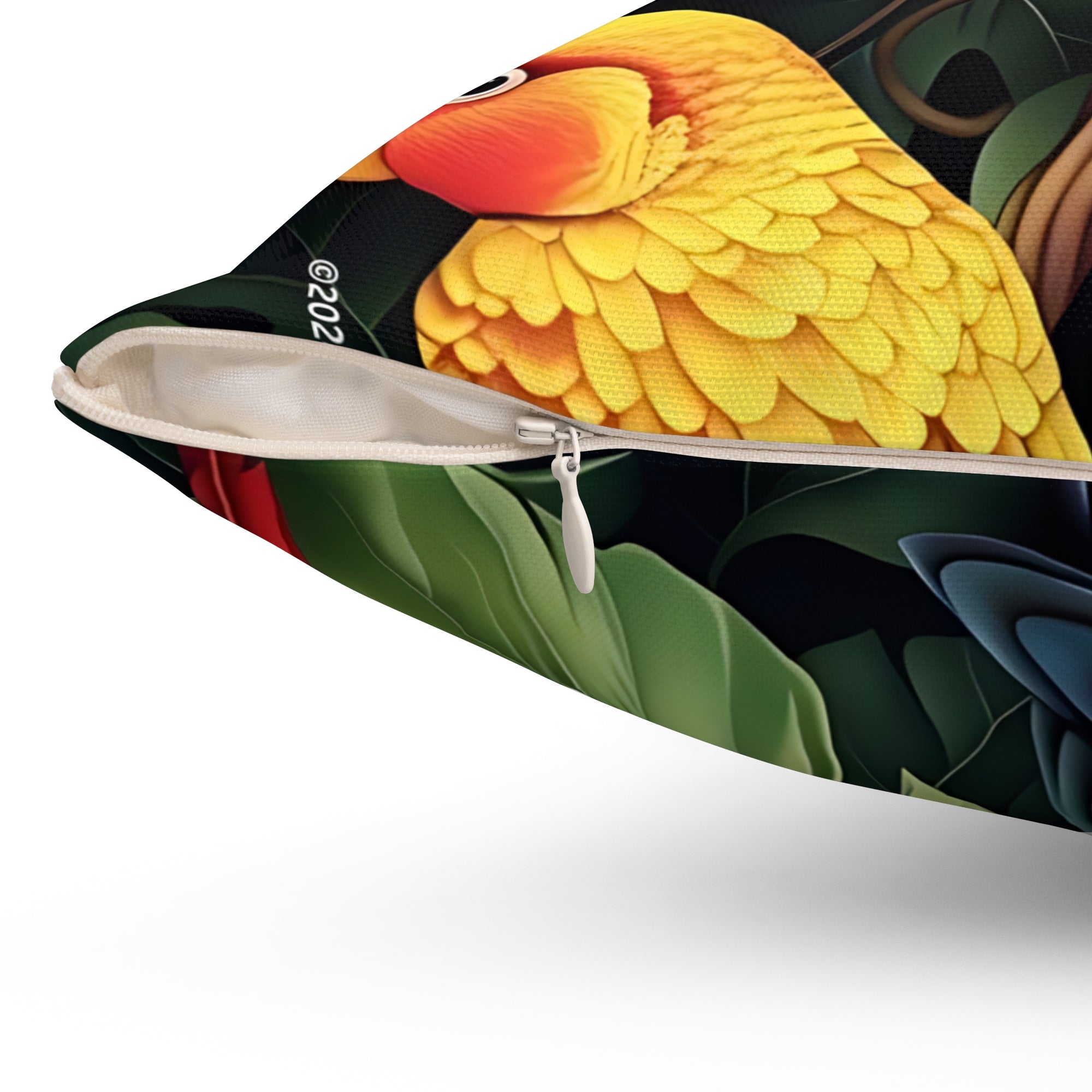Tri-Parrot Spun Polyester Square Pillow SETEPENRA Home Decor.